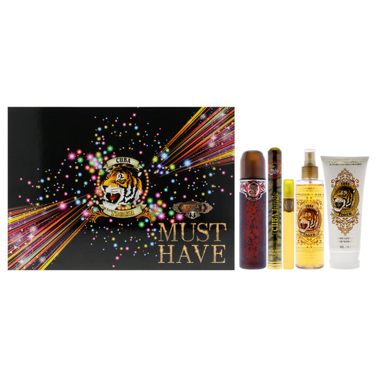 Cuba Must Have Tiger 5 Pc Gift Set 3.3oz EDP Spray