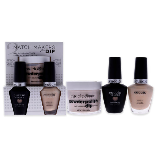 Match Makers Plus Dip - Skin to Skin by Cuccio Colour for Women - 3 Pc 1.6oz Pro Powder Polish Dip System, 0.44oz Veneer Soak Off Gel, 0.43oz Colour Nail Polish