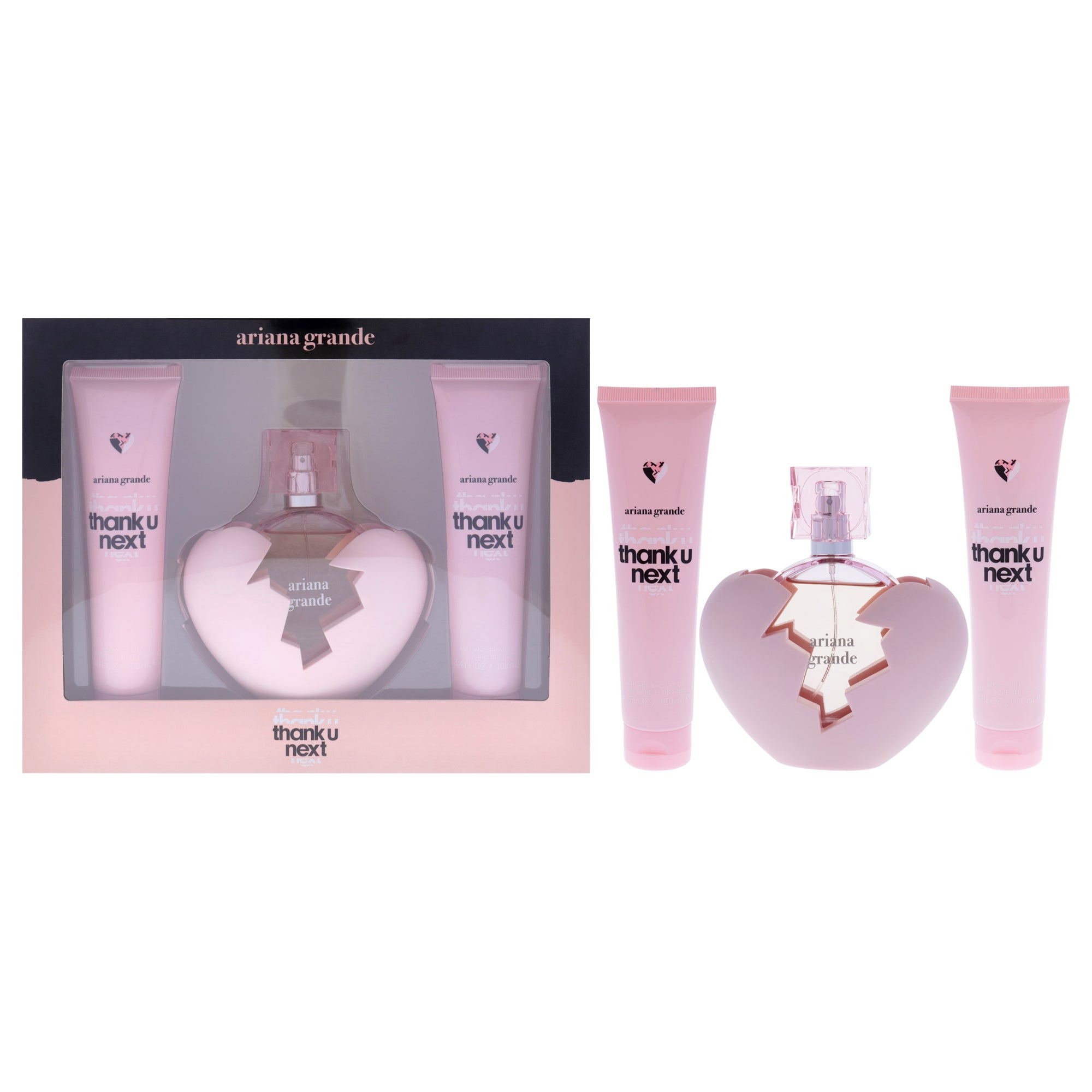 Thank U Next by Ariana Grande for Women - 3 Pc 3.4oz EDP Spray, 3.4oz Body Souffle, 3.4oz Bath and Shower Gel