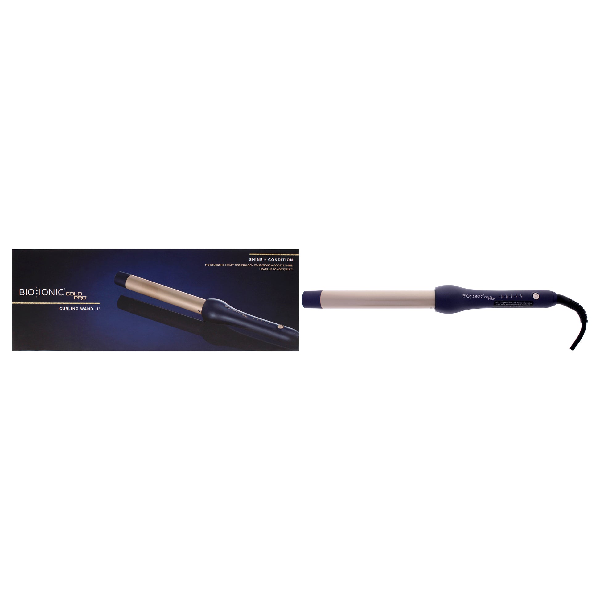 Gold Pro Curling Wand by Bio Ionic for Women - 1 Inch Curling Iron