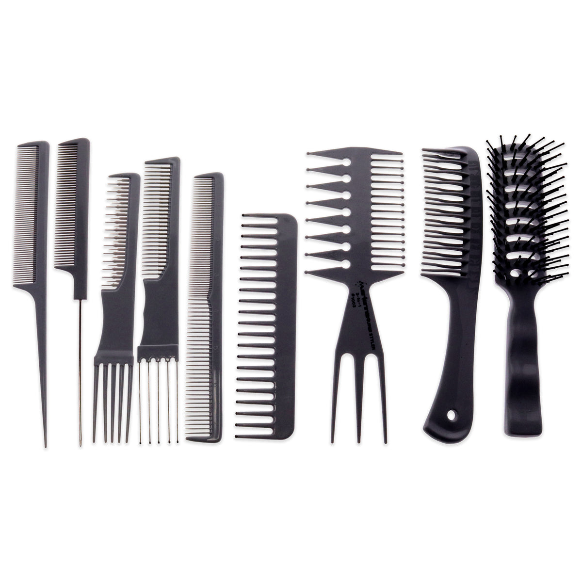 Professional Plastic Comb and Brush Set by Marianna for Unisex - 9 Pc Beauty Comb, Tail Comb, Hip Comb, Pro Tangle Hair Styler With 1 Metal Wires, Volume-II Fluff Comb, Tangle Comb, Pro Tangle Hair Styler With 5 Metal Wires, Teaser Hair Styler With 5