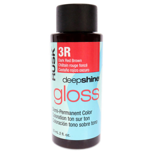 Deepshine Gloss Demi-Permanent Color - 3R Dark Red Brown by Rusk for Unisex - 2 oz Hair Color