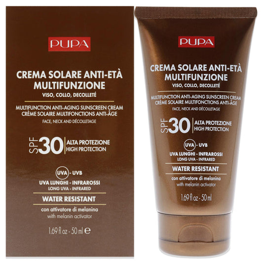 Multifunction Anti-Aging Water Resistant Sunscreen for Face SPF 30 by Pupa Milano for Unisex - 1.69 oz Cream