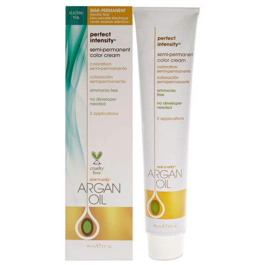 Argan Oil Perfect Intensity Semi-Permanent Color Cream - Electric Teal by One n Only for Unisex - 3 oz Hair Color