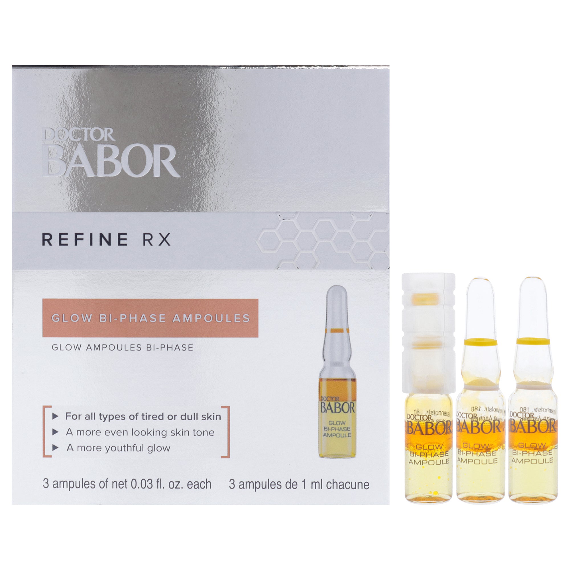 Refine RX Glow Bi-Phase Ampoules by Babor for Women - 3 x 0.03oz Serum