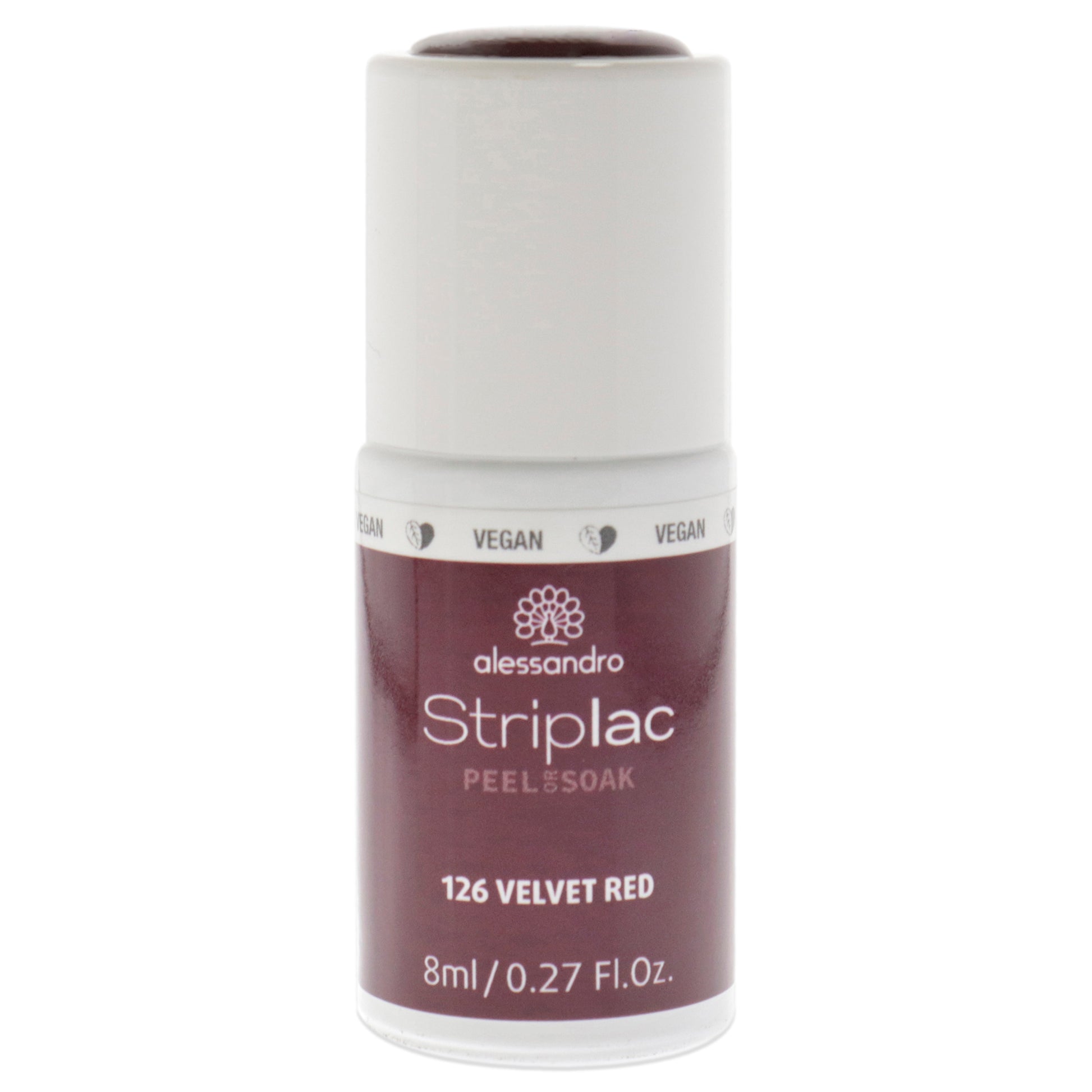 Striplac Peel or Soak - 126 Velvet Red by Alessandro for Women - 0.27 oz Nail Polish