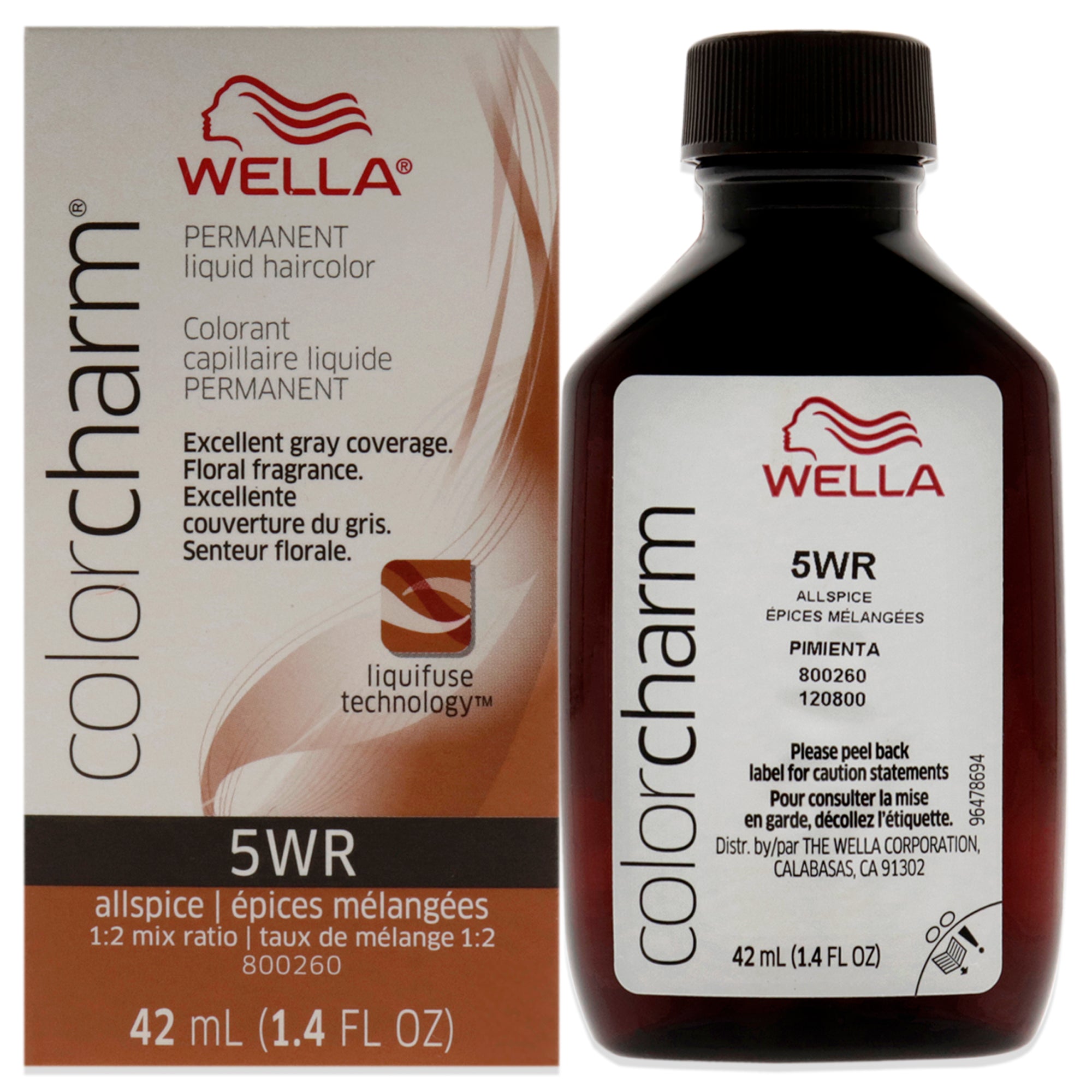 Color Charm Permanent Liquid Hair Color - 5WR Allspice by Wella for Unisex - 1.42 oz Hair Color