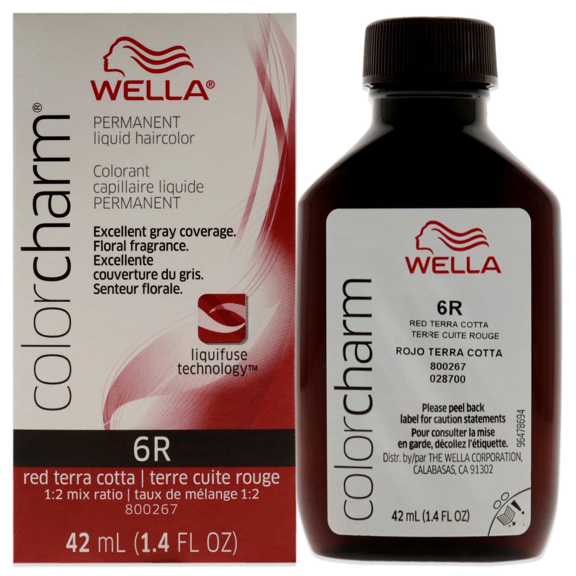 Color Charm Permanent Liquid Hair Color - 6R Red Terra Cotta by Wella for Unisex - 1.42 oz Hair Color