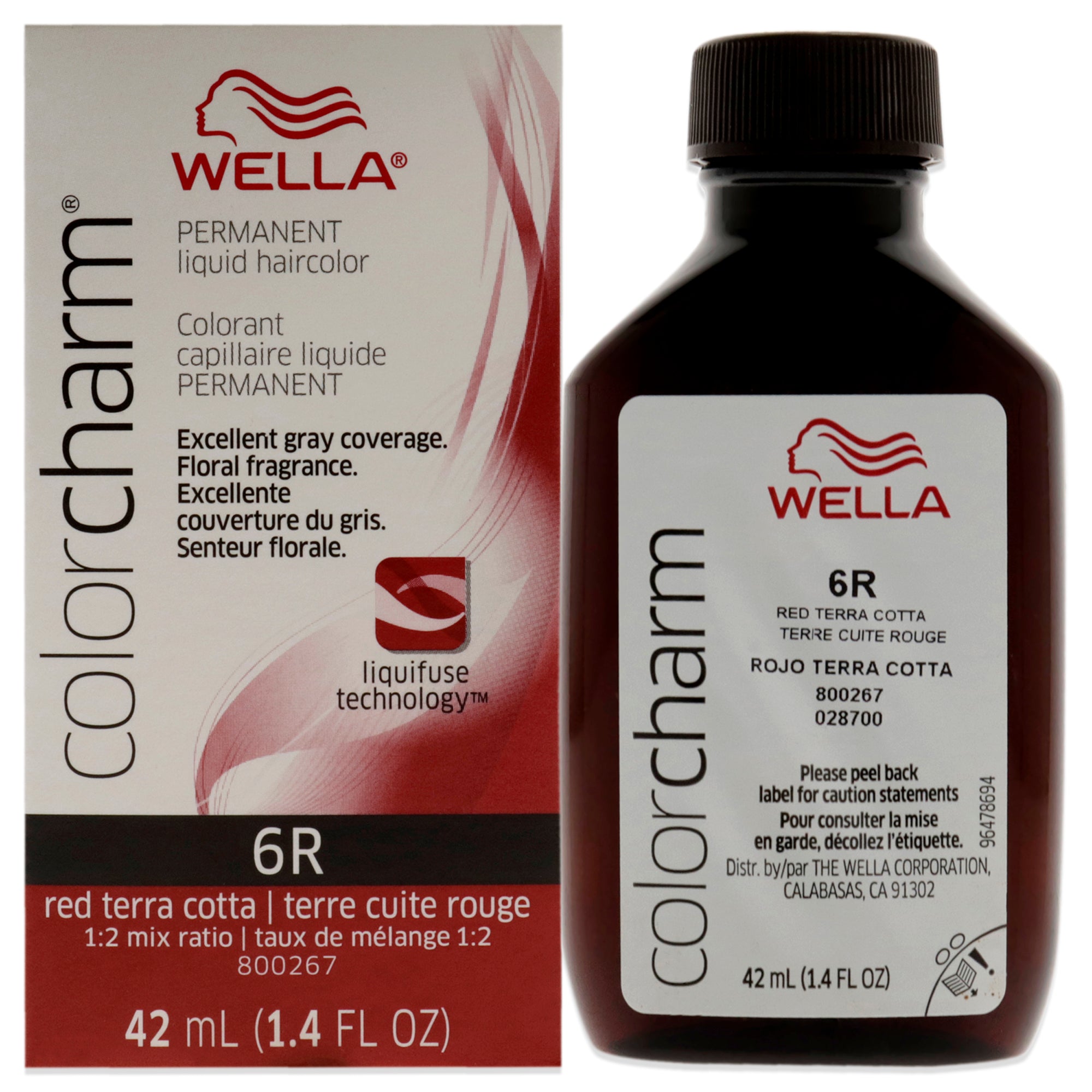 Color Charm Permanent Liquid Hair Color - 6R Red Terra Cotta by Wella for Unisex - 1.42 oz Hair Color