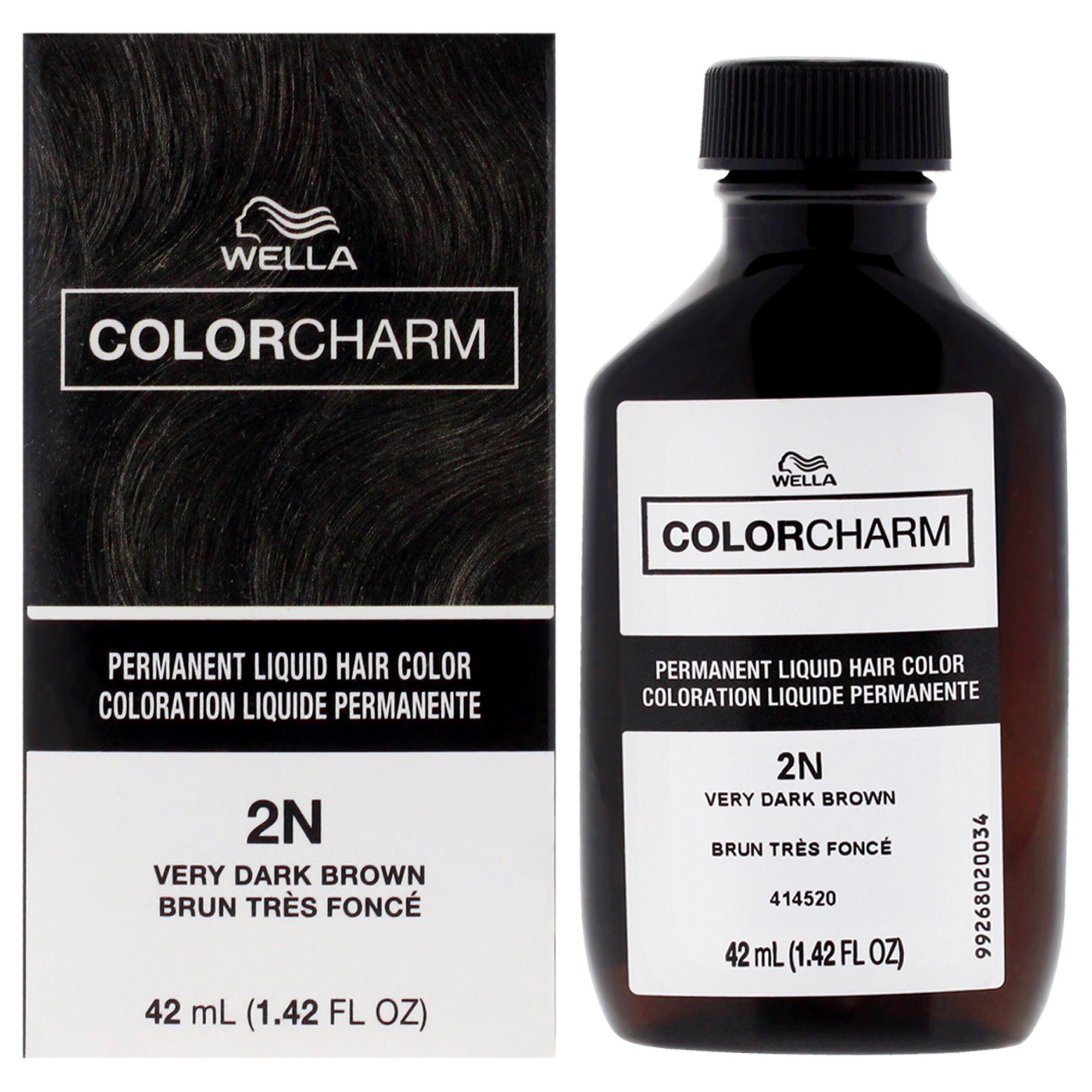 Color Charm Permanent Liquid Hair Color - 2N Very Dark Brown by Wella for Unisex - 1.42 oz Hair Color