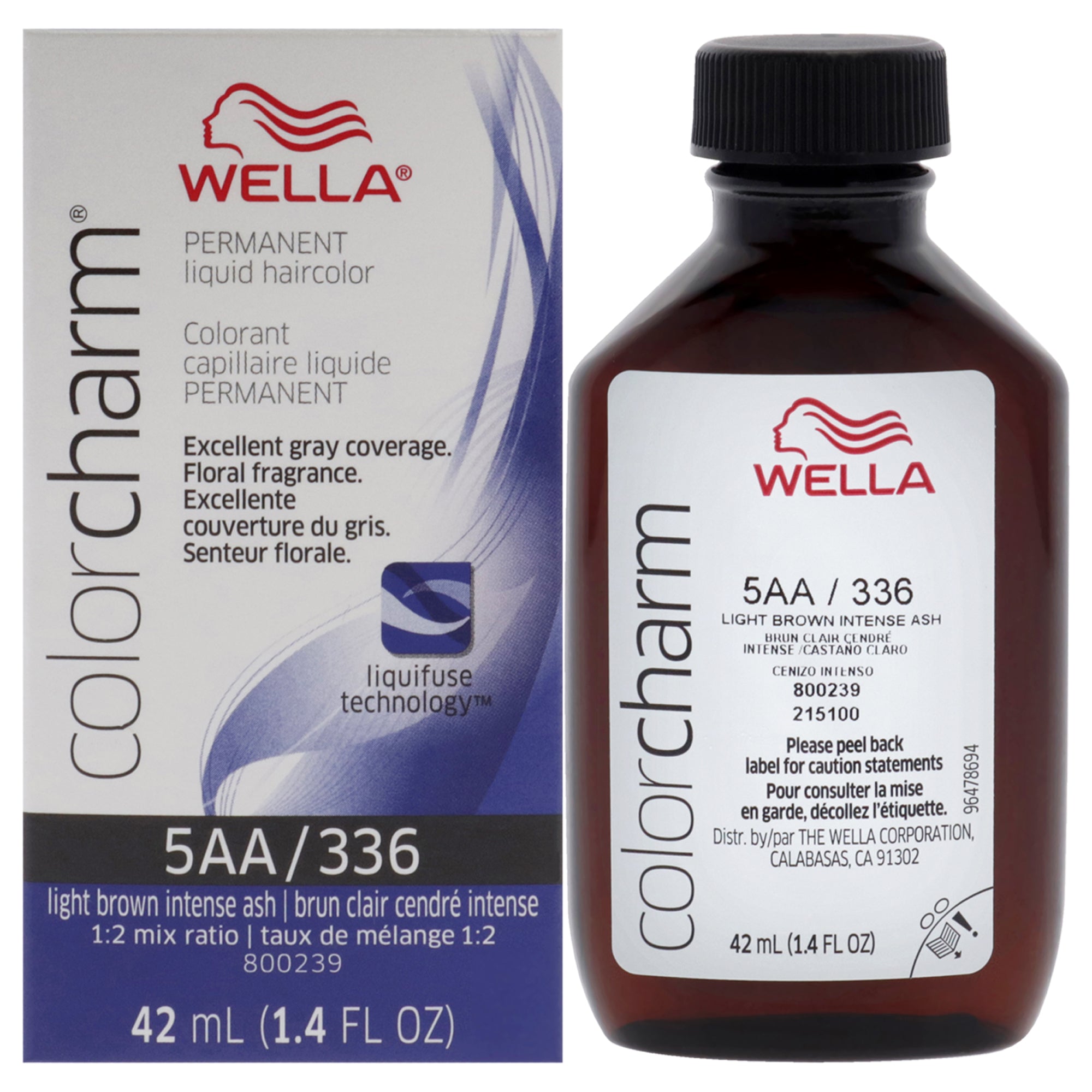 Color Charm Permanent Liquid Hair Color - 336 5AA Light Drab Brown by Wella for Unisex - 1.42 oz Hair Color