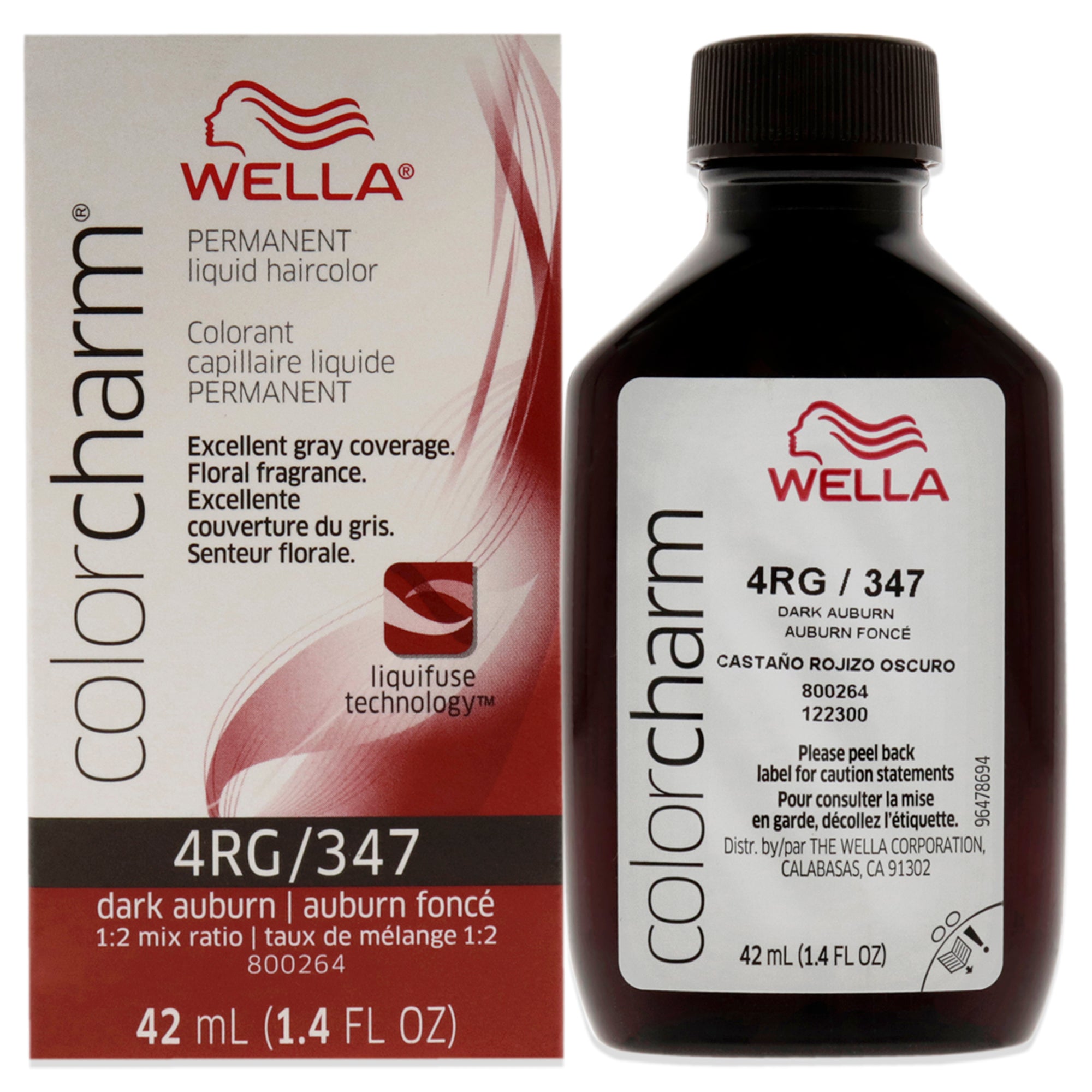 Color Charm Permanent Liquid Hair Color - 347 4RG Dark Auburn by Wella for Unisex - 1.42 oz Hair Color