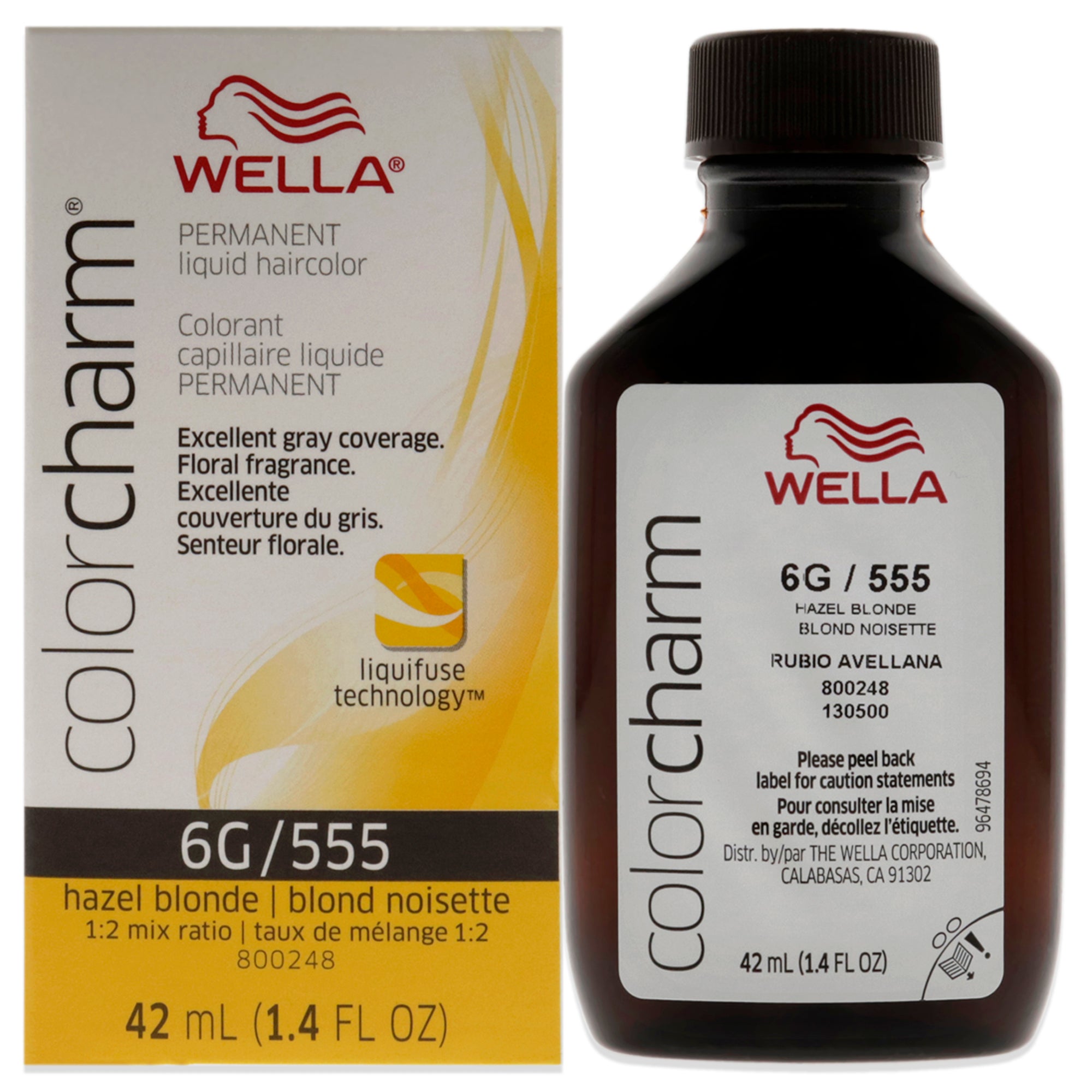 Color Charm Permanent Liquid Hair Color - 555 6G Hazel Blonde by Wella for Unisex - 1.42 oz Hair Color