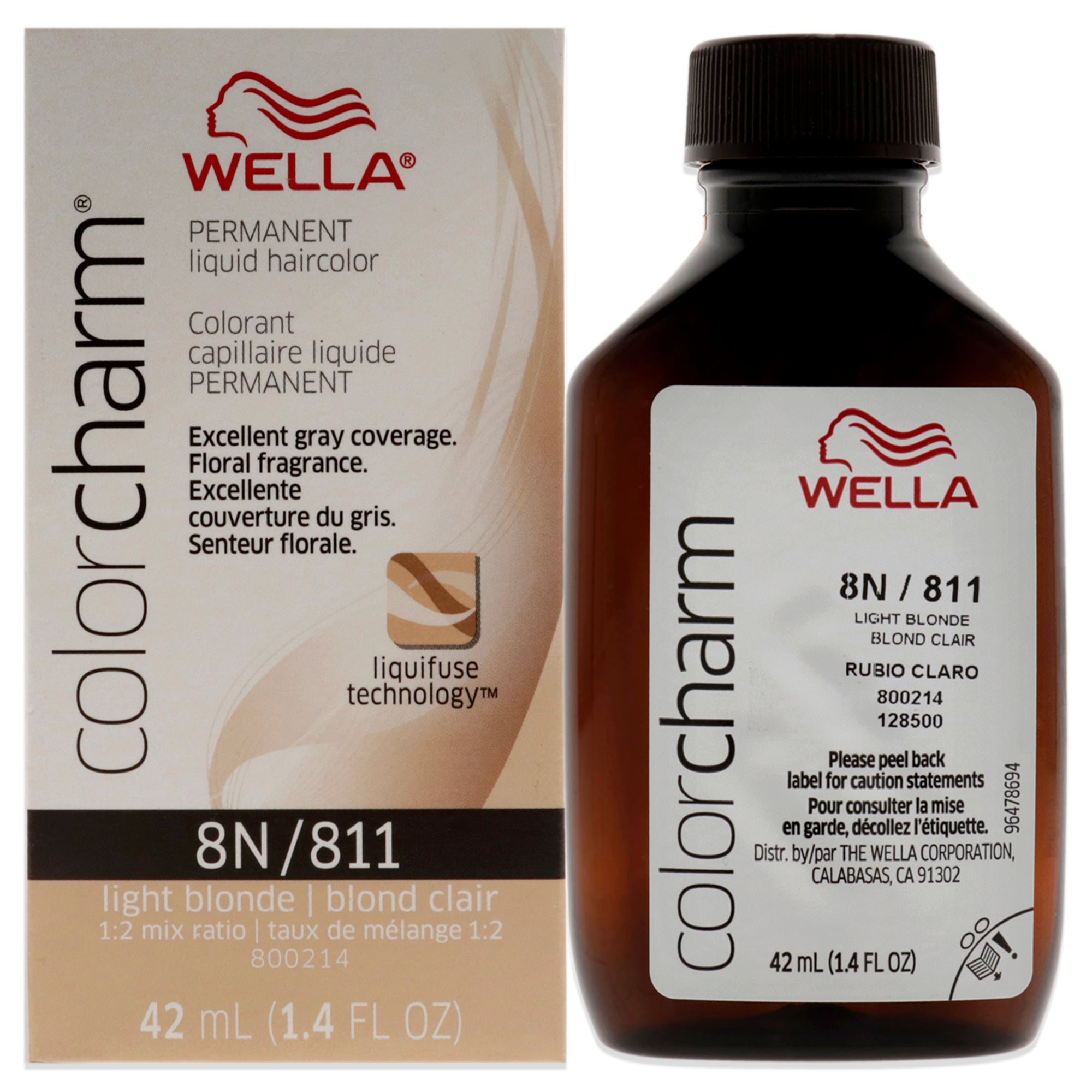 Color Charm Permanent Liquid Hair Color - 811 8N Light Blonde by Wella for Unisex - 1.42 oz Hair Color