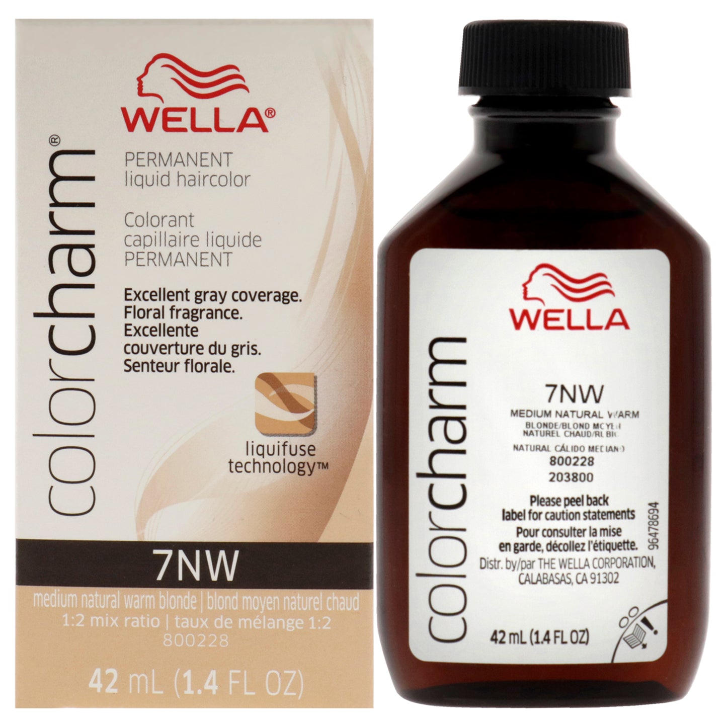 Color Charm Permanent Liquid Hair Color - 7NW Medium Natural Warm Blonde by Wella for Unisex - 1.42 oz Hair Color