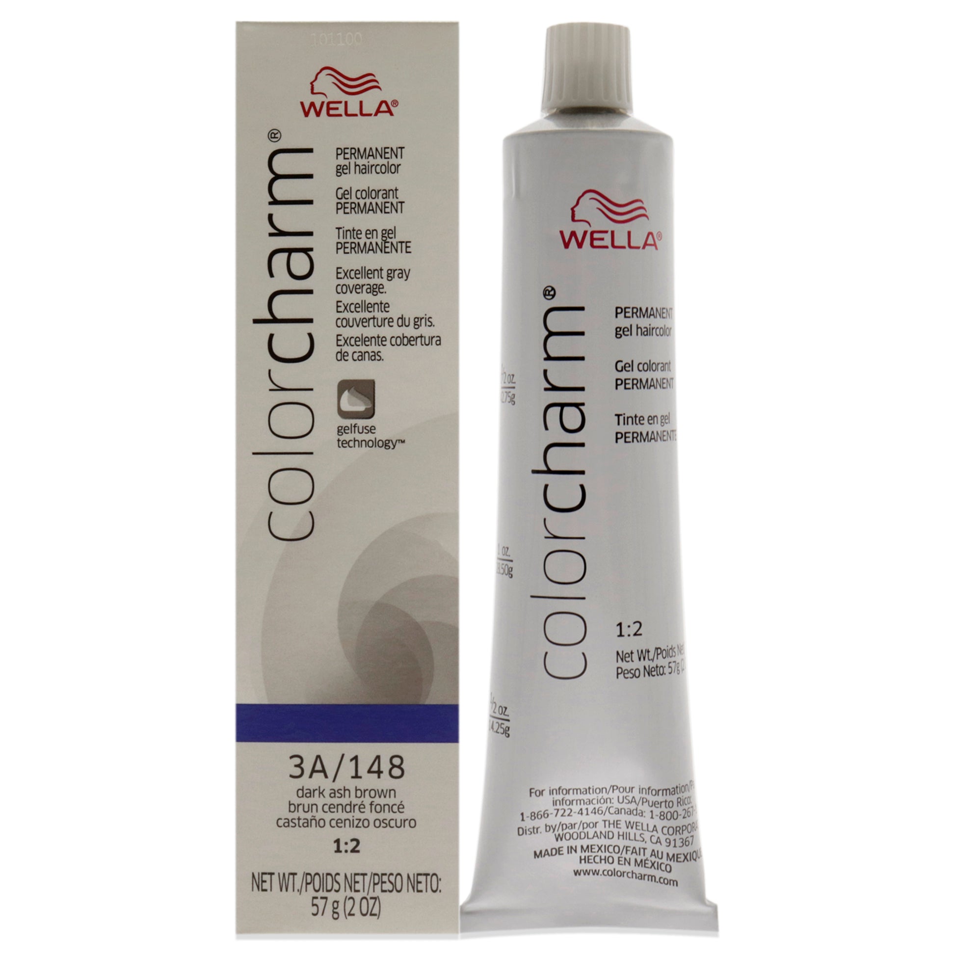 Color Charm Permanent Hair Color Gel - 148 3A Dark Ash Brown by Wella for Unisex - 2 oz Hair Color