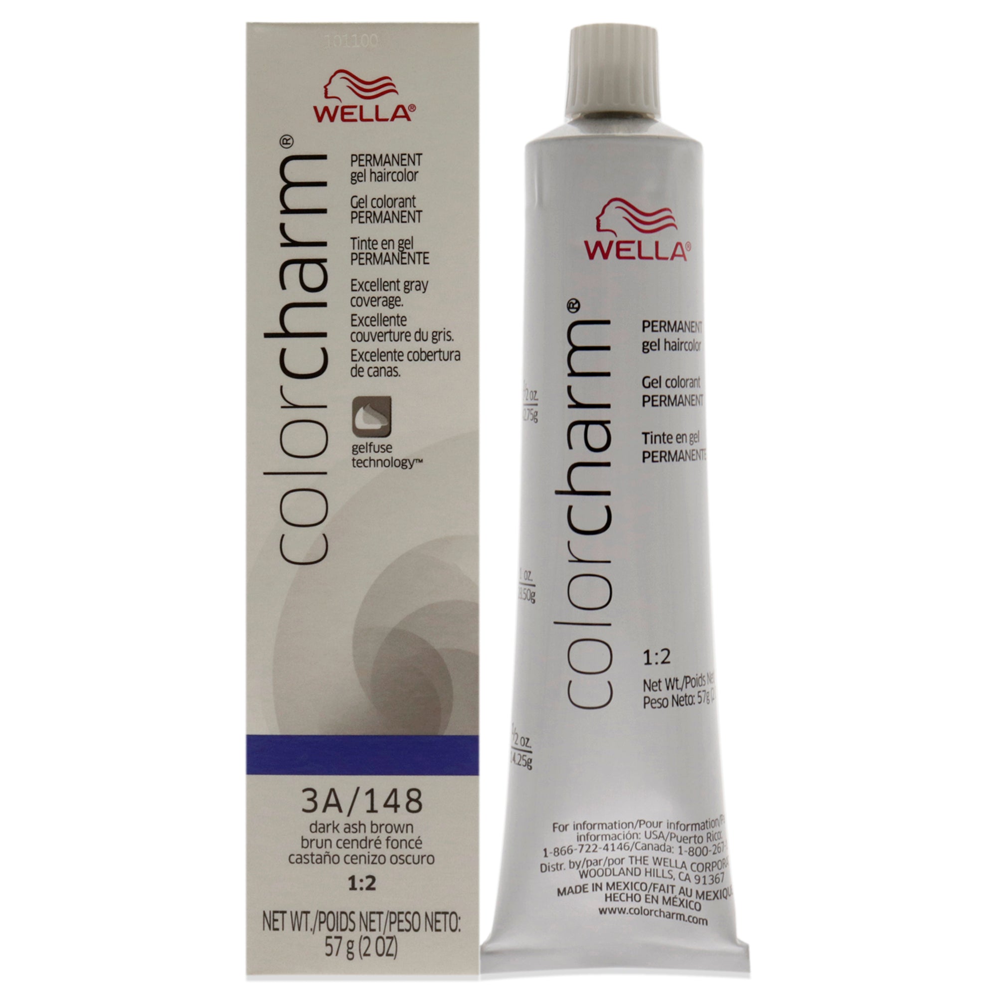 Color Charm Permanent Hair Color Gel - 148 3A Dark Ash Brown by Wella for Unisex - 2 oz Hair Color