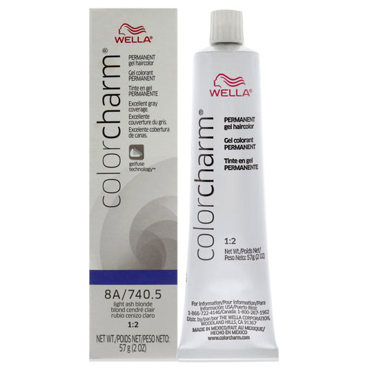 Color Charm Permanent Hair Color Gel - 740.5 8A Light Ash Blonde by Wella for Unisex - 2 oz Hair Color