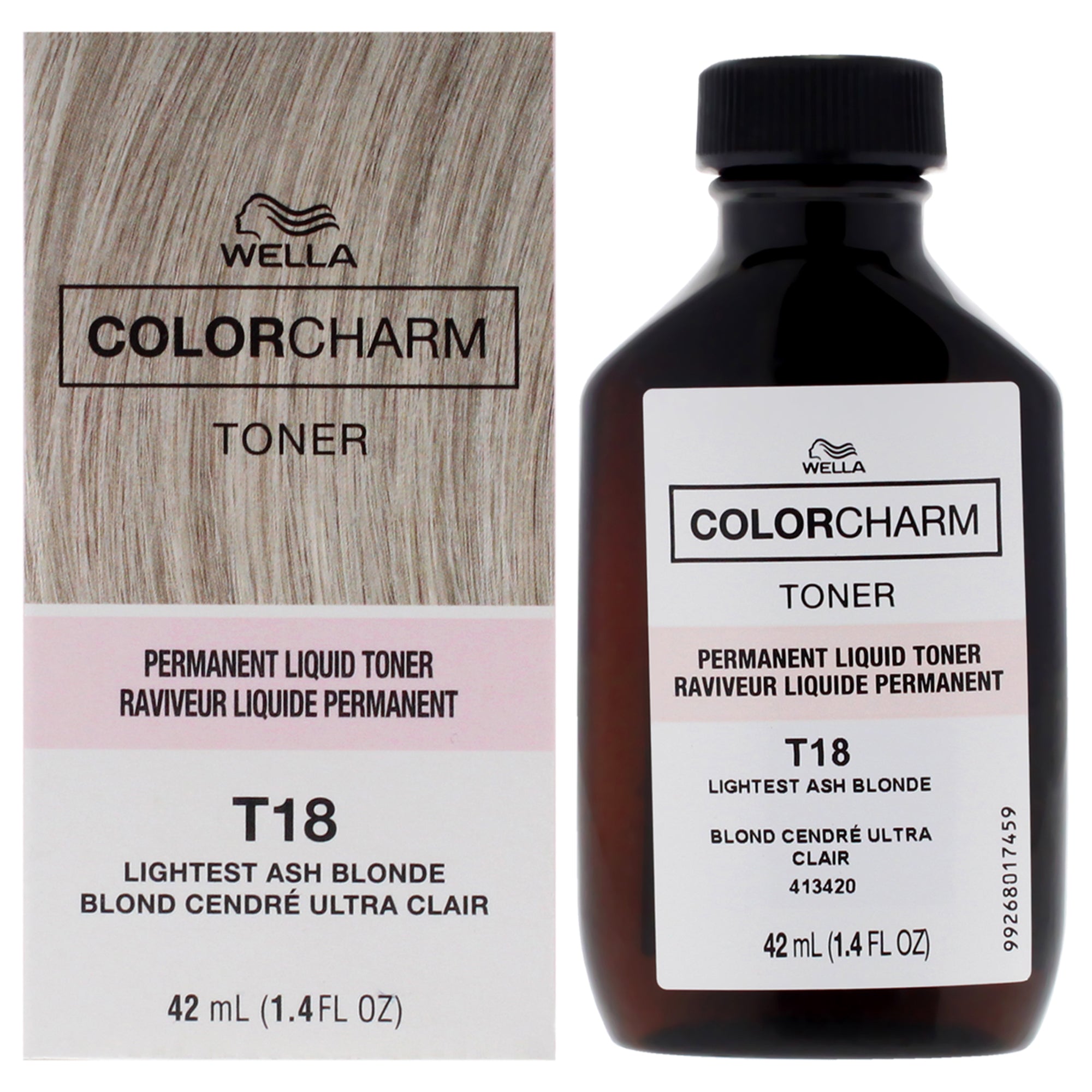 Color Charm Permanent Liquid Toner - T18 Lightest Ash Blonde by Wella for Unisex - 1.4 oz Toner