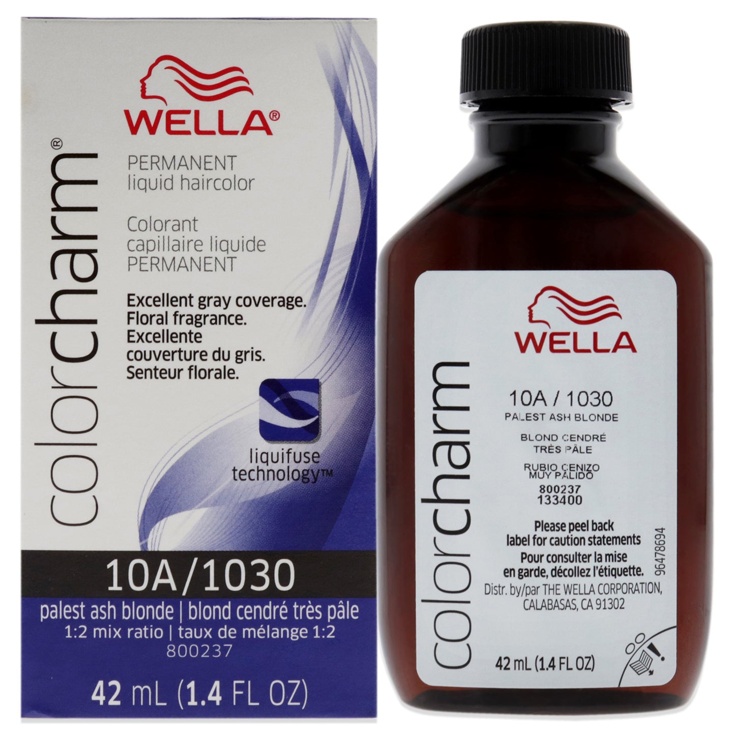 Color Charm Permanent Liquid Hair Color - 1030 10A Palest Ash Blonde by Wella for Unisex - 1.42 oz Hair Color