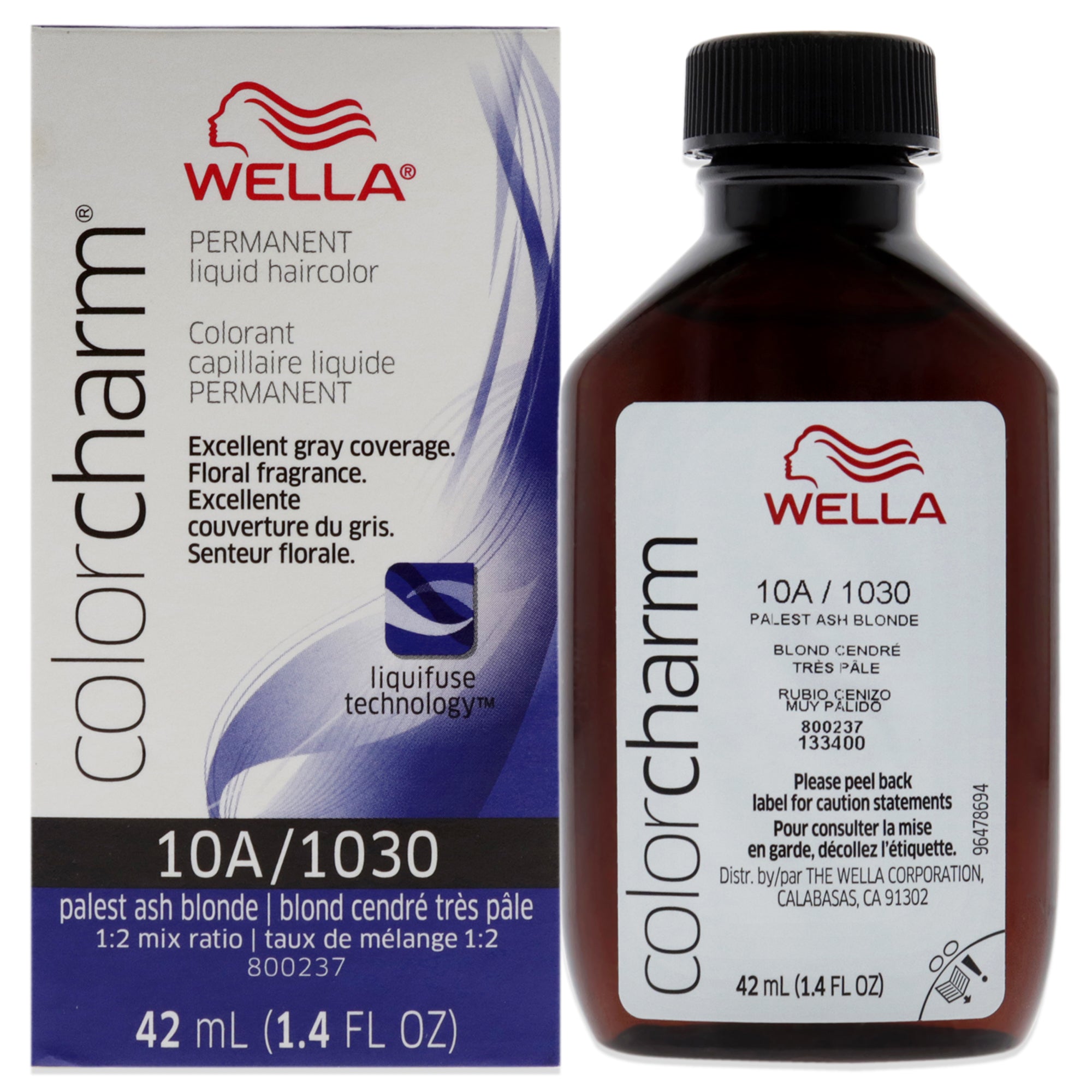 Color Charm Permanent Liquid Hair Color - 1030 10A Palest Ash Blonde by Wella for Unisex - 1.42 oz Hair Color