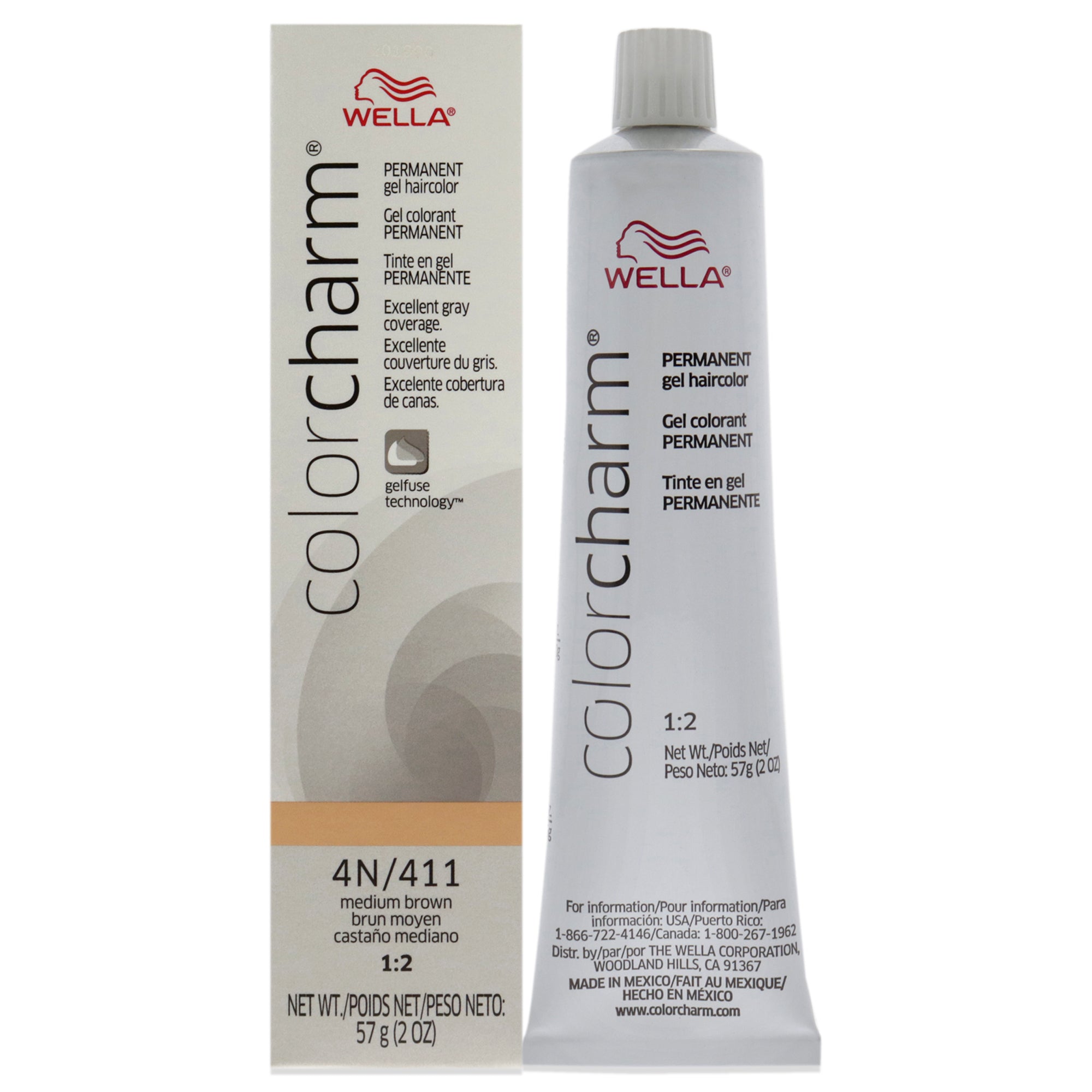 Color Charm Permanent Hair Color Gel - 4N 411 Medium Brown by Wella for Unisex - 2 oz Hair Color