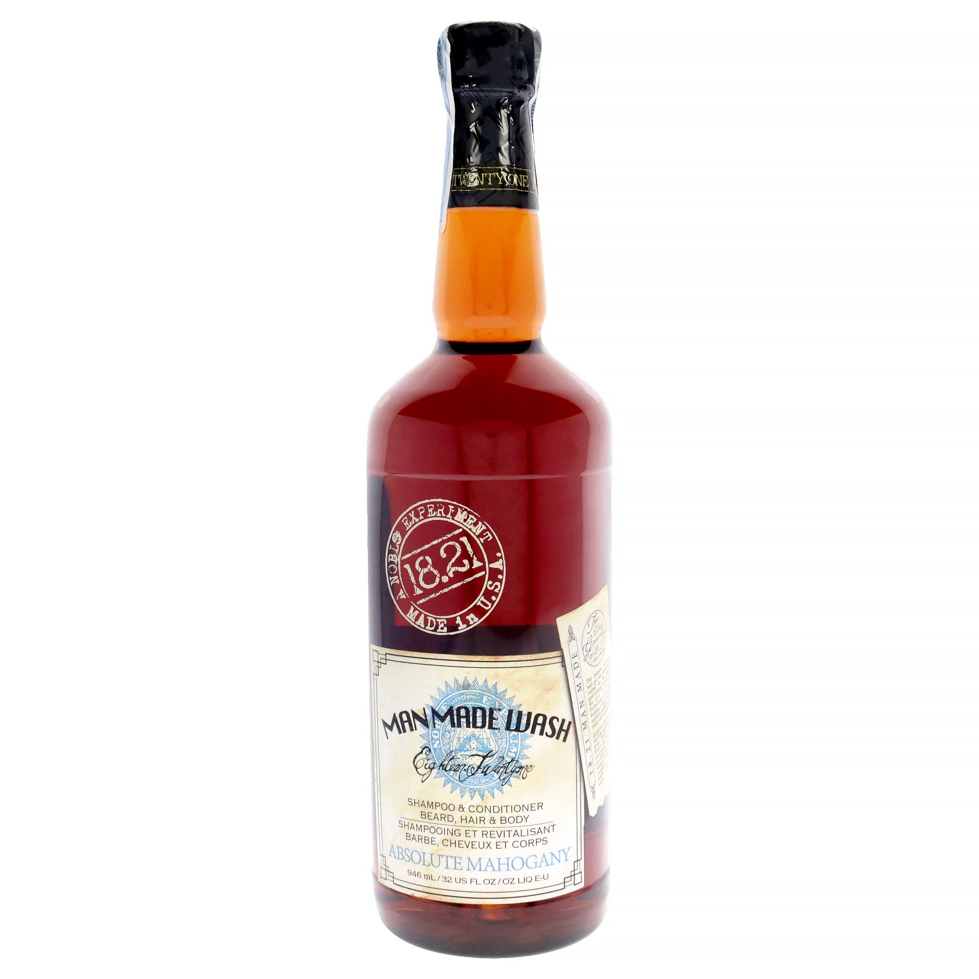 Man Made Wash - Absolute Mahogany by 18.21 Man Made for Men - 32 oz 3-In-1 Shampoo, Conditioner and Body Wash