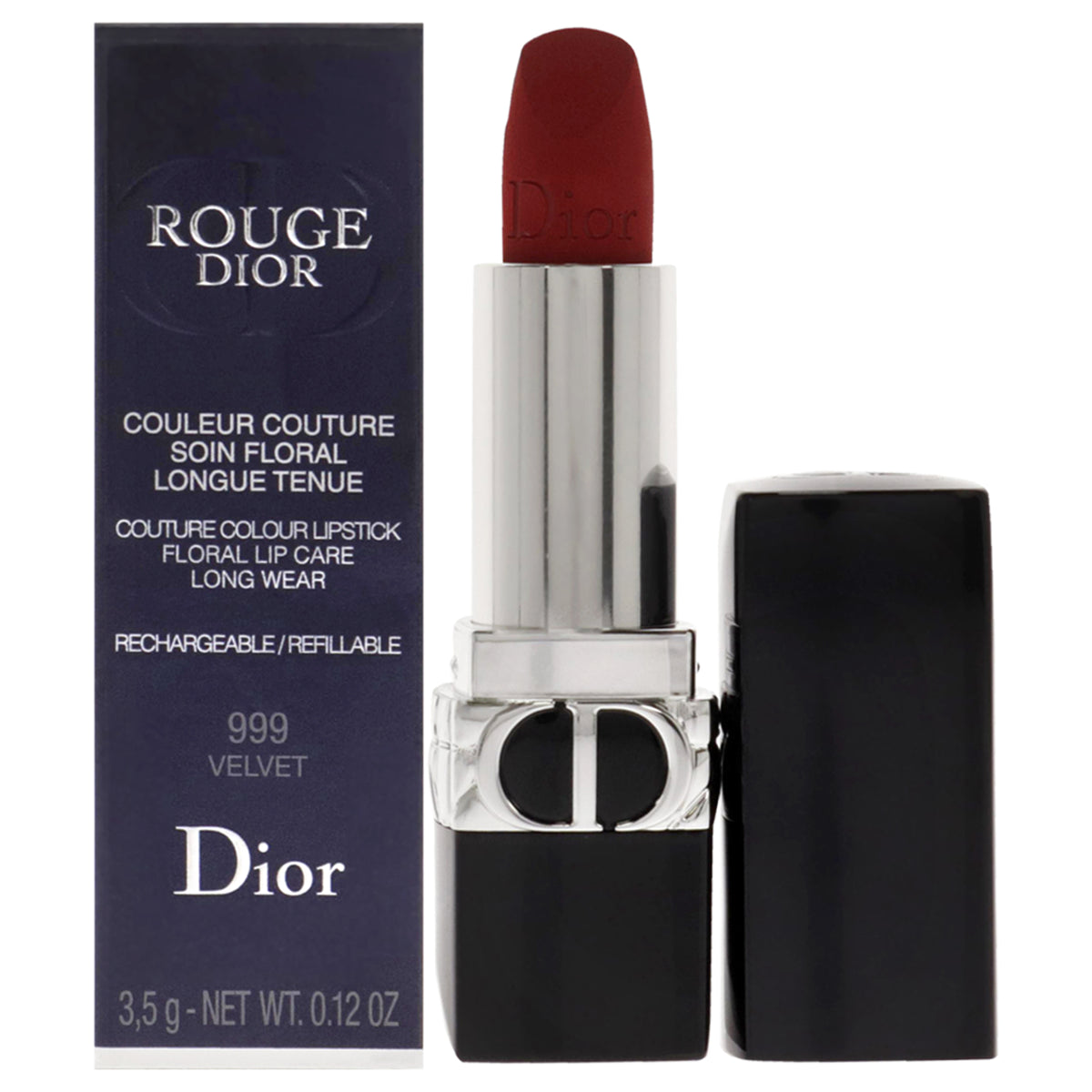 Rouge Dior Couture Lipstick - 999 Velvet by Christian Dior for Women - 0.12 oz Lipstick (Refillable)