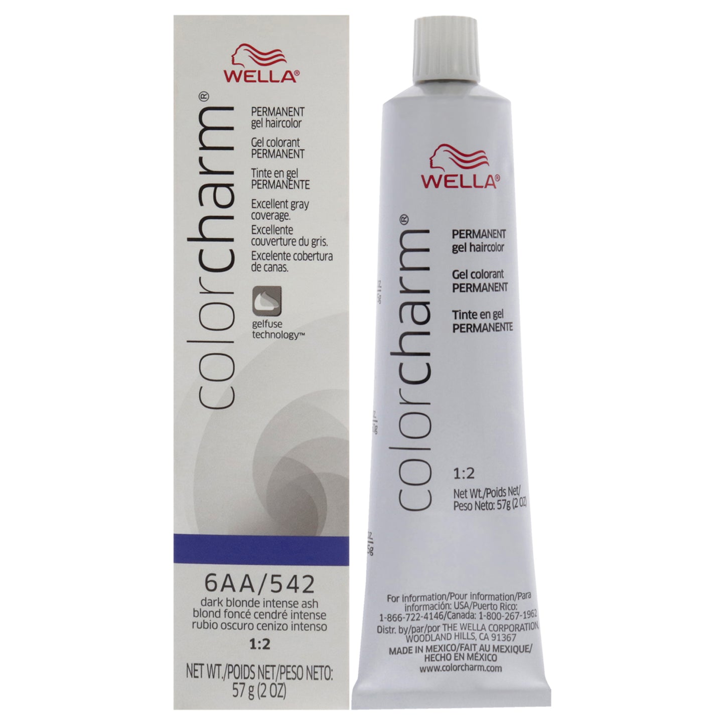 Color Charm Permanent Hair Color Gel - 6AA 542 Dark Blonde Intense Ash by Wella for Unisex - 2 oz Hair Color