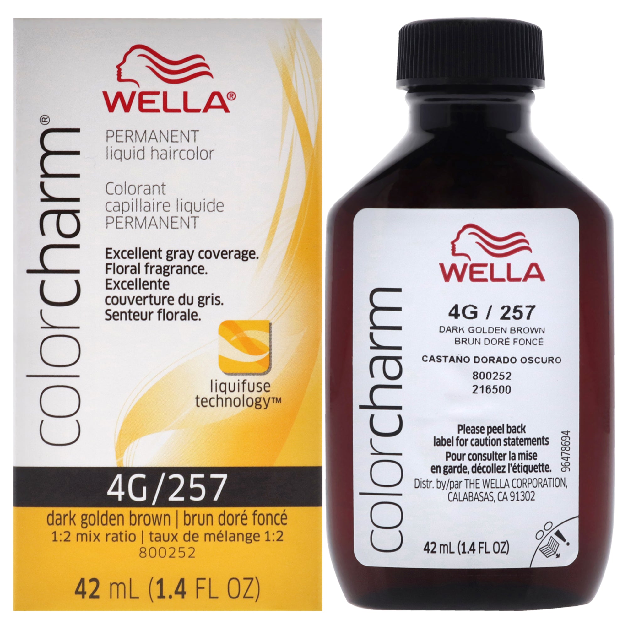 Color Charm Permanent Liquid Hair Color - 4G 257 Dark Golden Brown by Wella for Unisex - 1.42 oz Hair Color