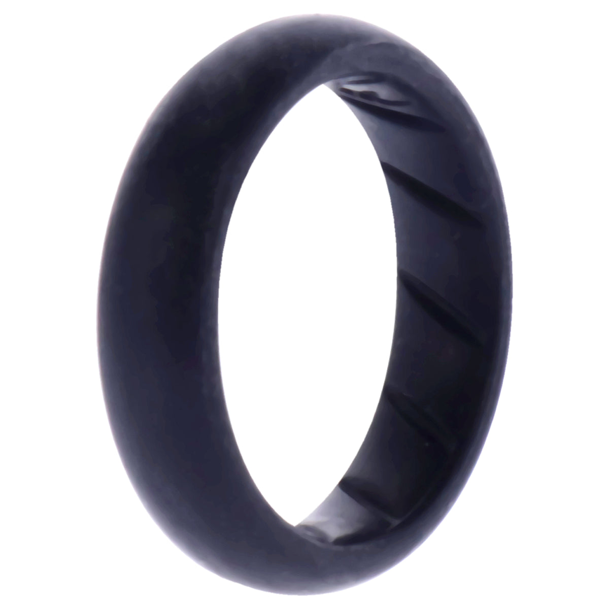 Silicone Wedding Ring - Dome Solid BR Comfort Fit - Basic-Black by ROQ for Women - 7 mm Ring