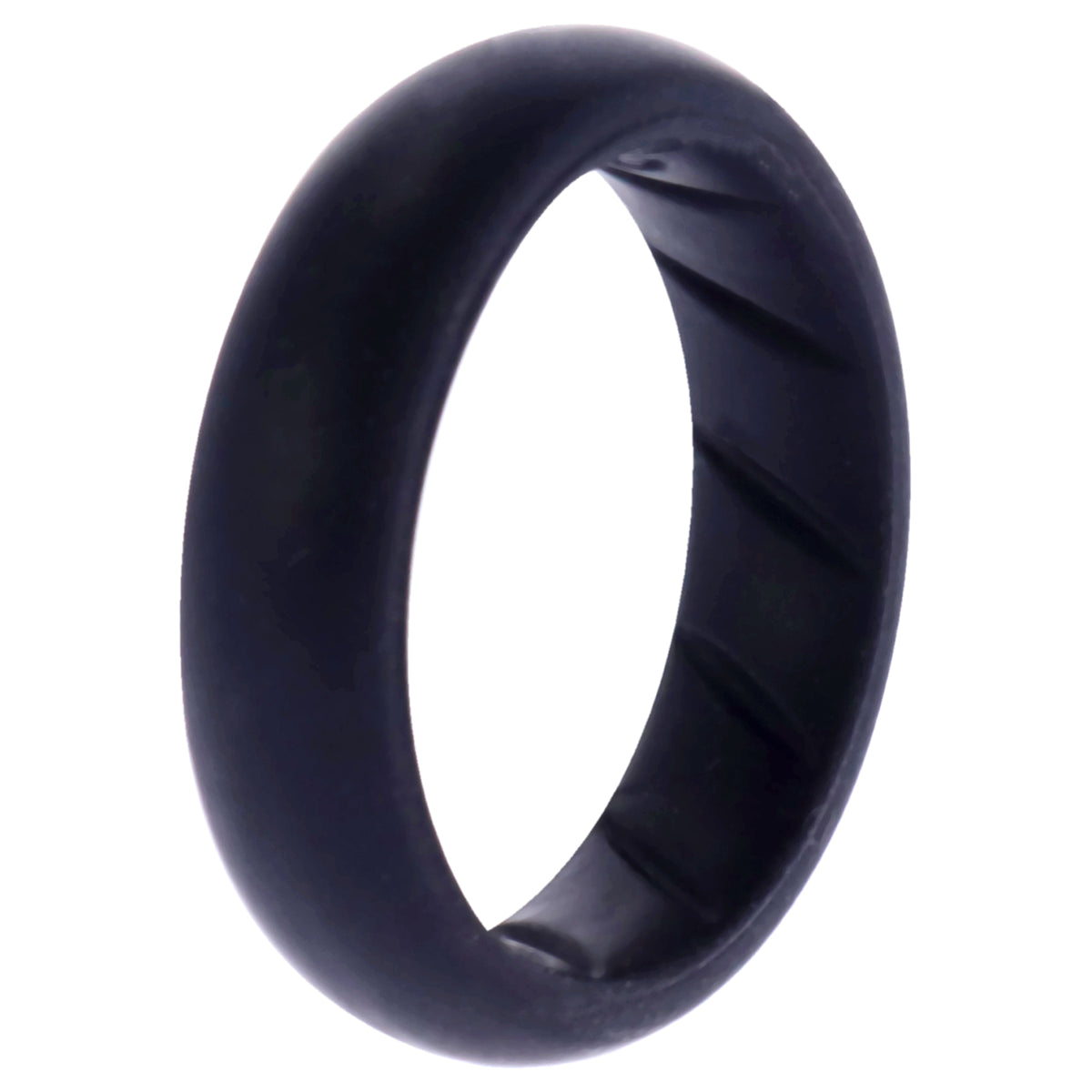 Silicone Wedding Ring - Dome Solid BR Comfort Fit - Basic-Black by ROQ for Women - 6 mm Ring