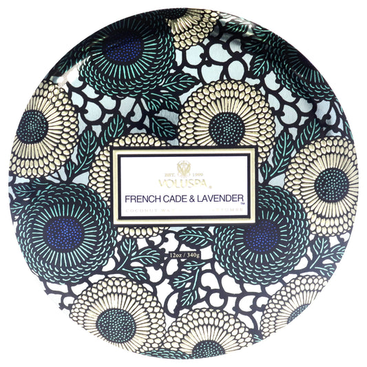 Japonica Collection 3 Wick Tin Candle - French Cade and Lavender by Voluspa for Unisex - 12 oz Candle