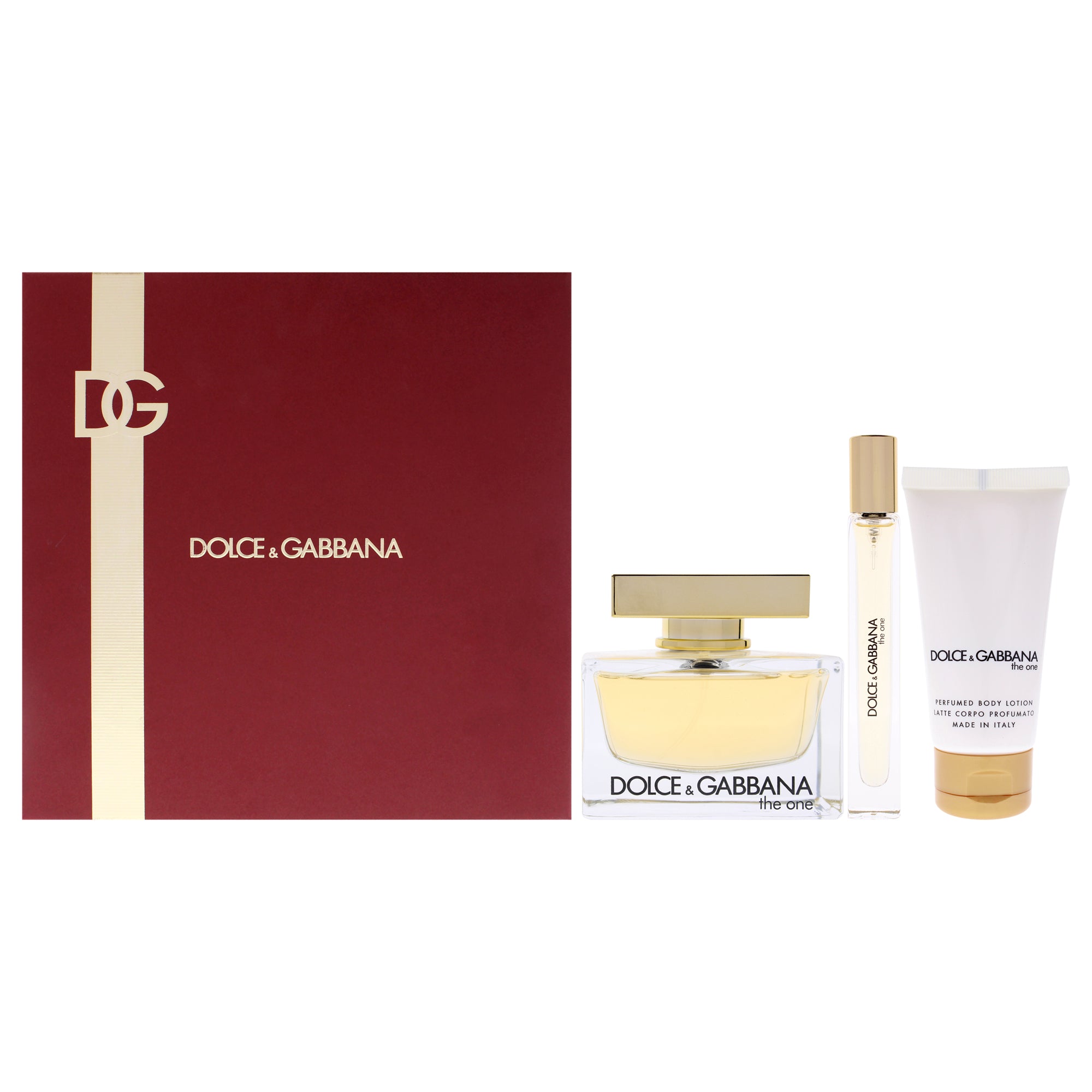 The One by Dolce and Gabbana for Women - 3 Pc Gift Set 2.5oz EDP Spray, 0.33oz EDP Travel Spray, 1.6oz Body Lotion