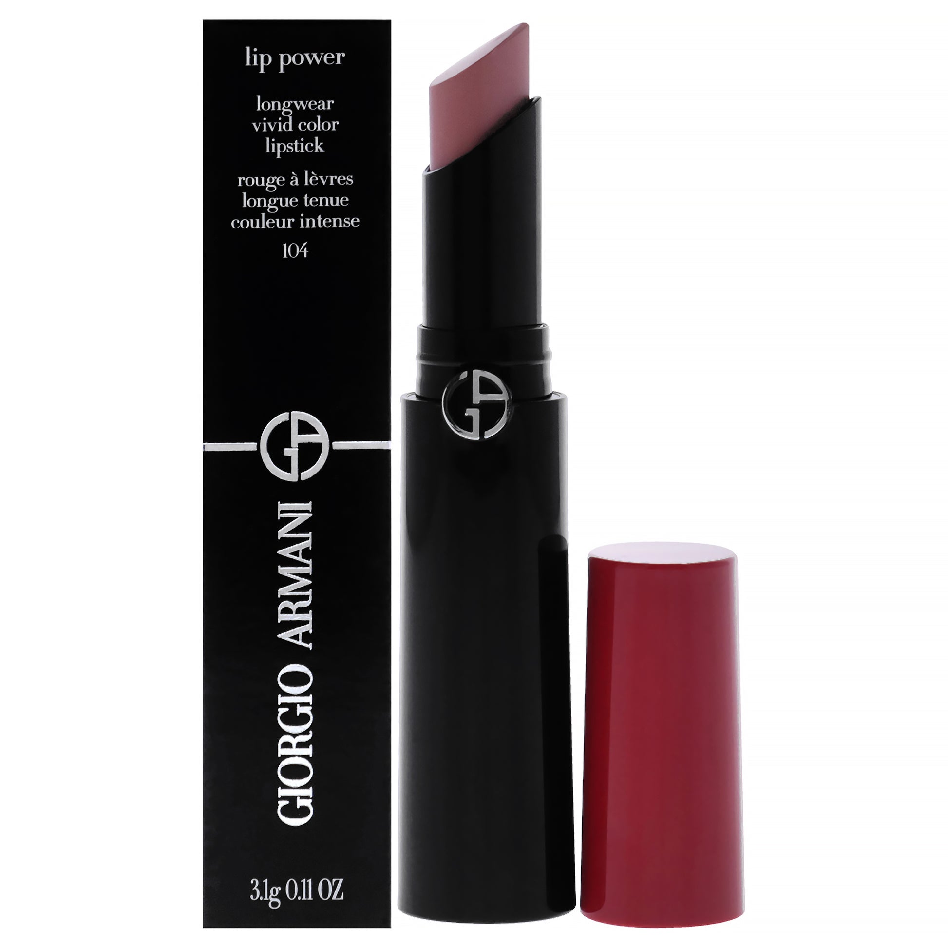 Lip Power Longwear Vivid Color Lipstick - 104 Selfless Tempting by Giorgio Armani for Women - 0.11 oz Lipstick