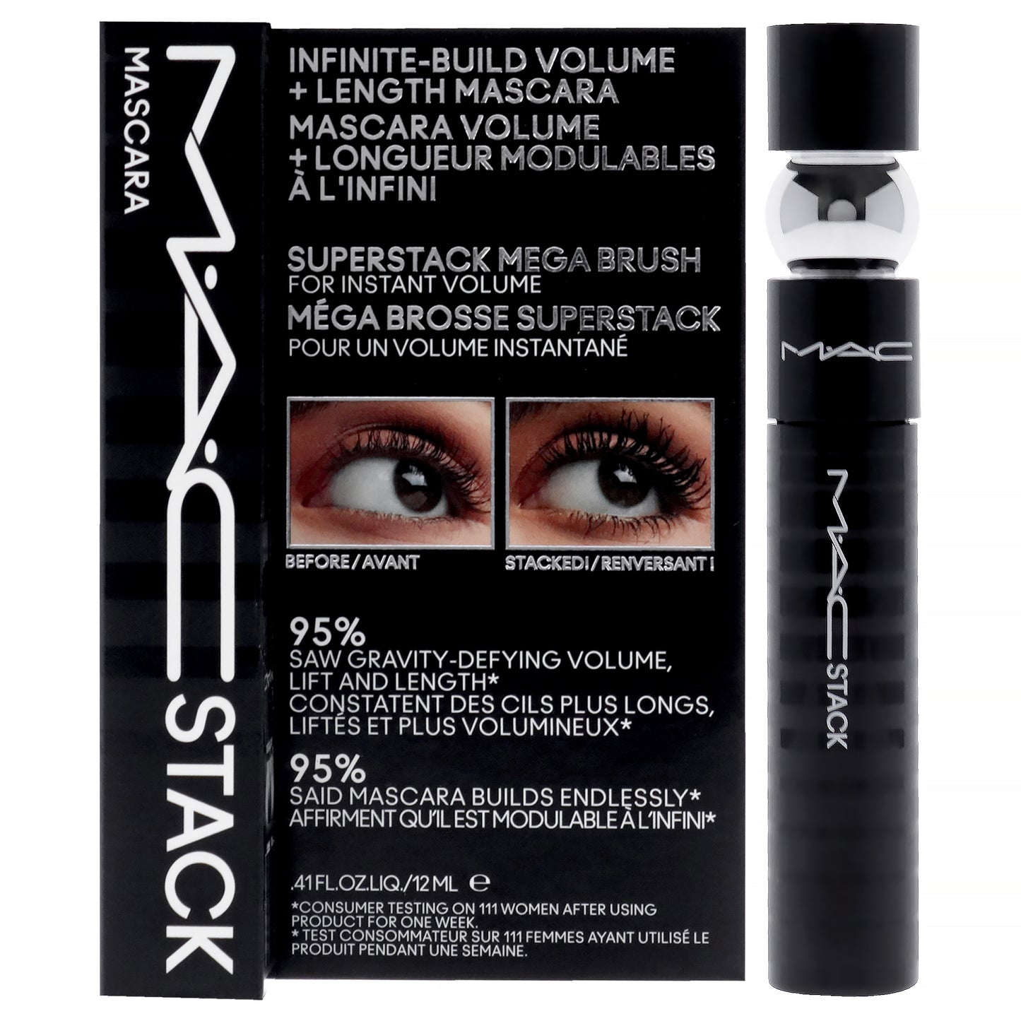 MAC Stack Superstack Mega Brush Mascara - Black by MAC for Women - 0.41 oz Mascara