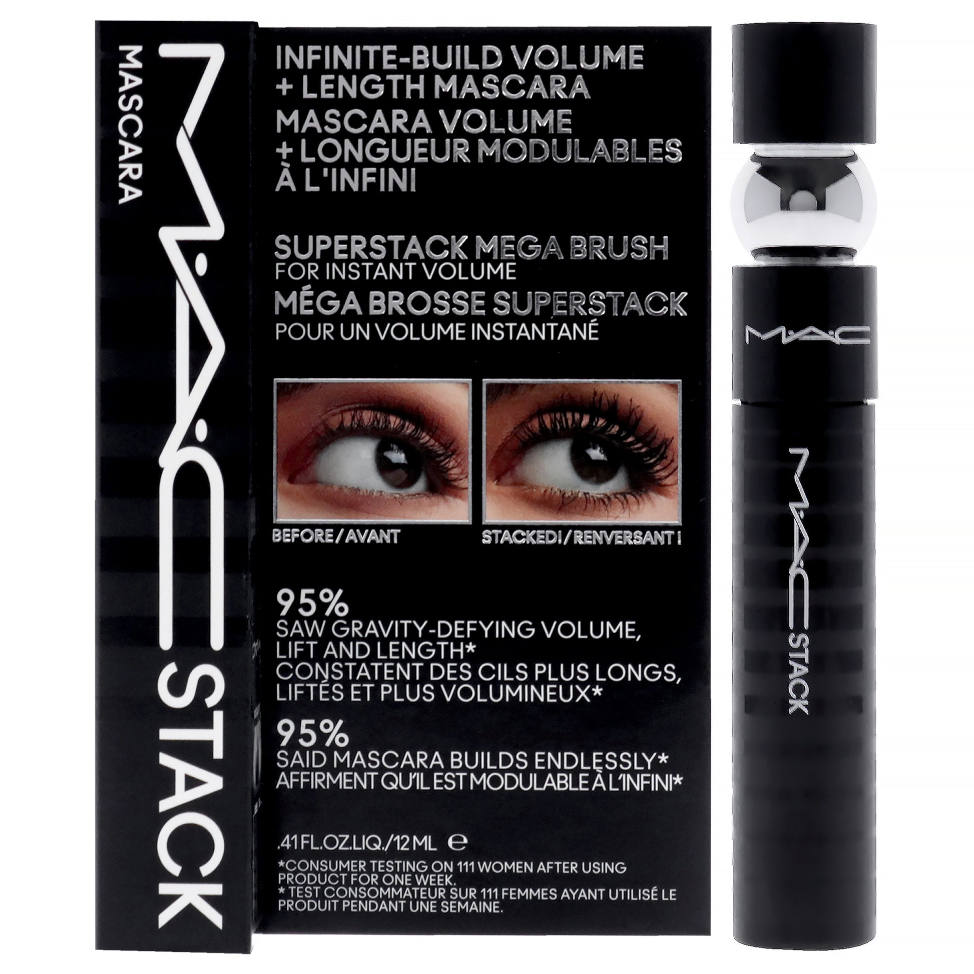 MAC Stack Superstack Mega Brush Mascara - Black by MAC for Women - 0.41 oz Mascara