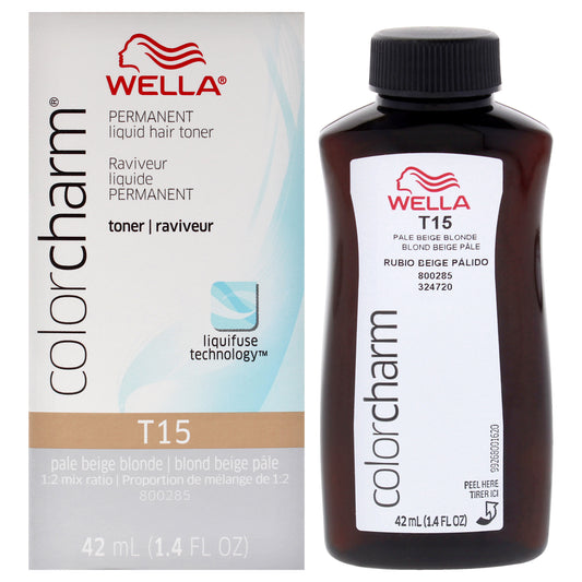 Color Charm Permanent Liquid Toner - T15 Pale Beige Blonde by Wella for Unisex - 1.4 oz Toner (Tester)