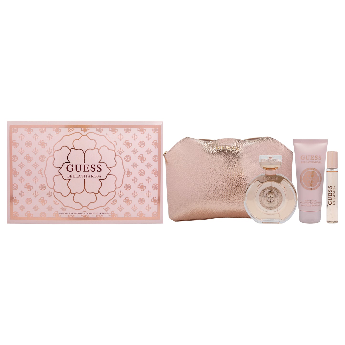 Guess Bella Vita Rosa 4 Pc Gift Set 3.4oz EDT Spray