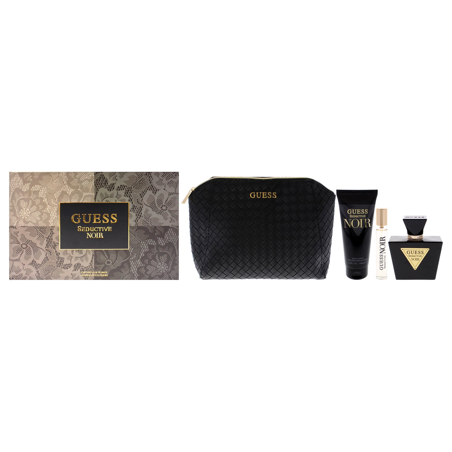 Guess Seductive Noir 4 Pc Gift Set 2.5oz EDT Spray