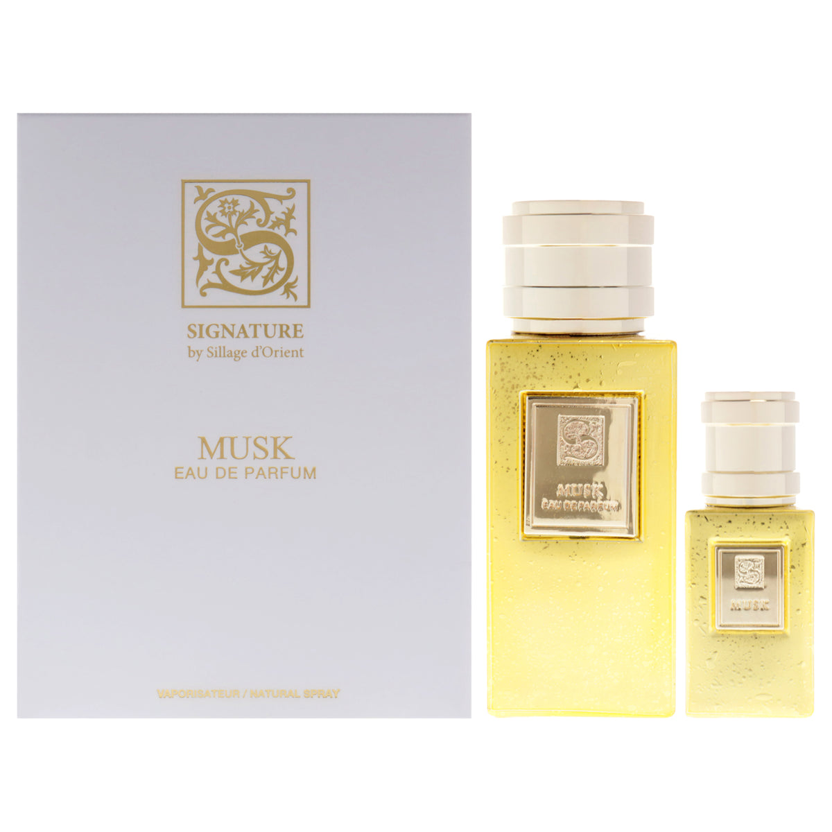 Musk by Sillage dOrient for Unisex - 3 Pc Gift Set 3.4oz EDP Spray, 0.5oz EDP Spray (Refillable), Sprayer
