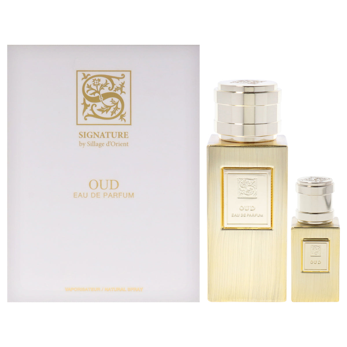 Oud by Sillage dOrient for Unisex - 3 Pc Gift Set 3.4oz EDP Spray, 0.5oz EDP Spray(Refillable), Sprayer