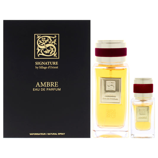 Amber by Sillage dOrient for Men - 3 Pc Gift Set 3.4oz EDP Spray, 0.5oz EDP Spray (Refillable), Sprayer