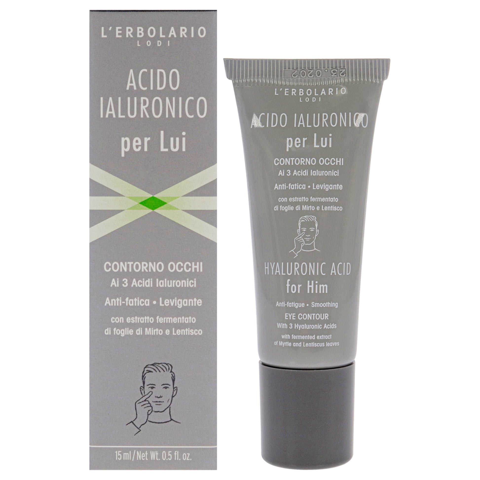 Hyaluronic Acid Anti-Fatigue Smoothing Eye Contour by LErbolario for Men - 0.5 oz Gel