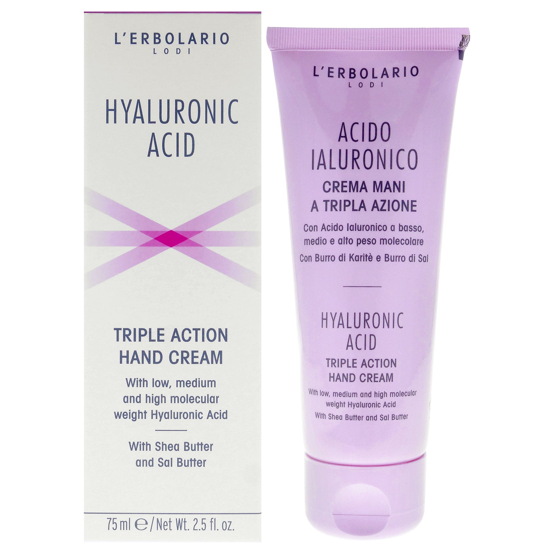 Hyaluronic Acid Triple Action Hand Cream by LErbolario for Unisex - 2.5 oz Cream