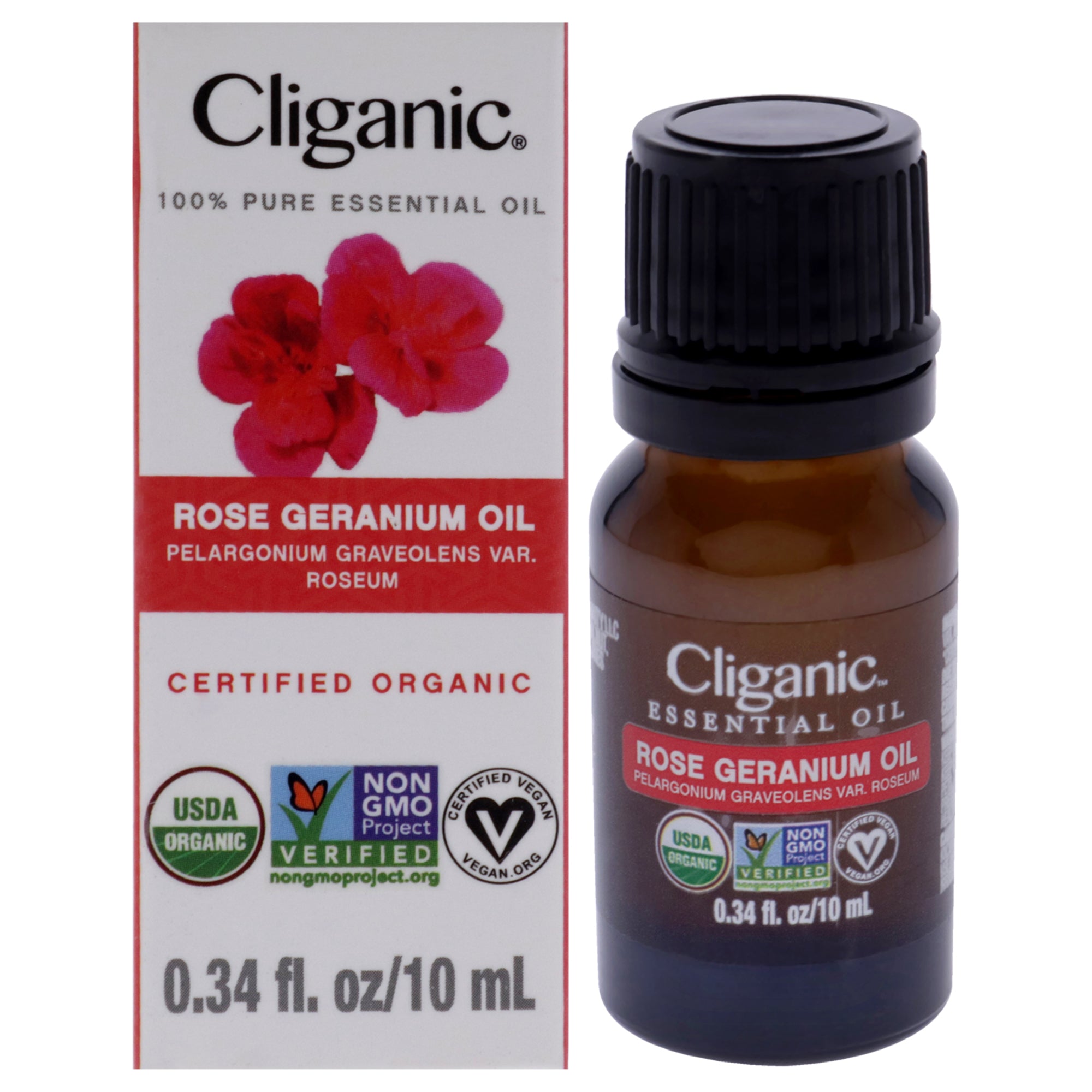 Organic Rose Geranium by Cliganic for Unisex - 0.33 oz Oil
