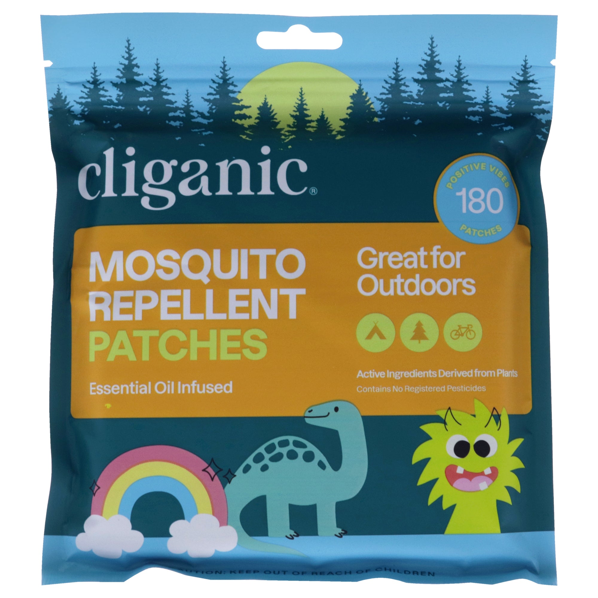 Repellent Patches Positive Vibes by Cliganic for Kids - 180 Pc Patches