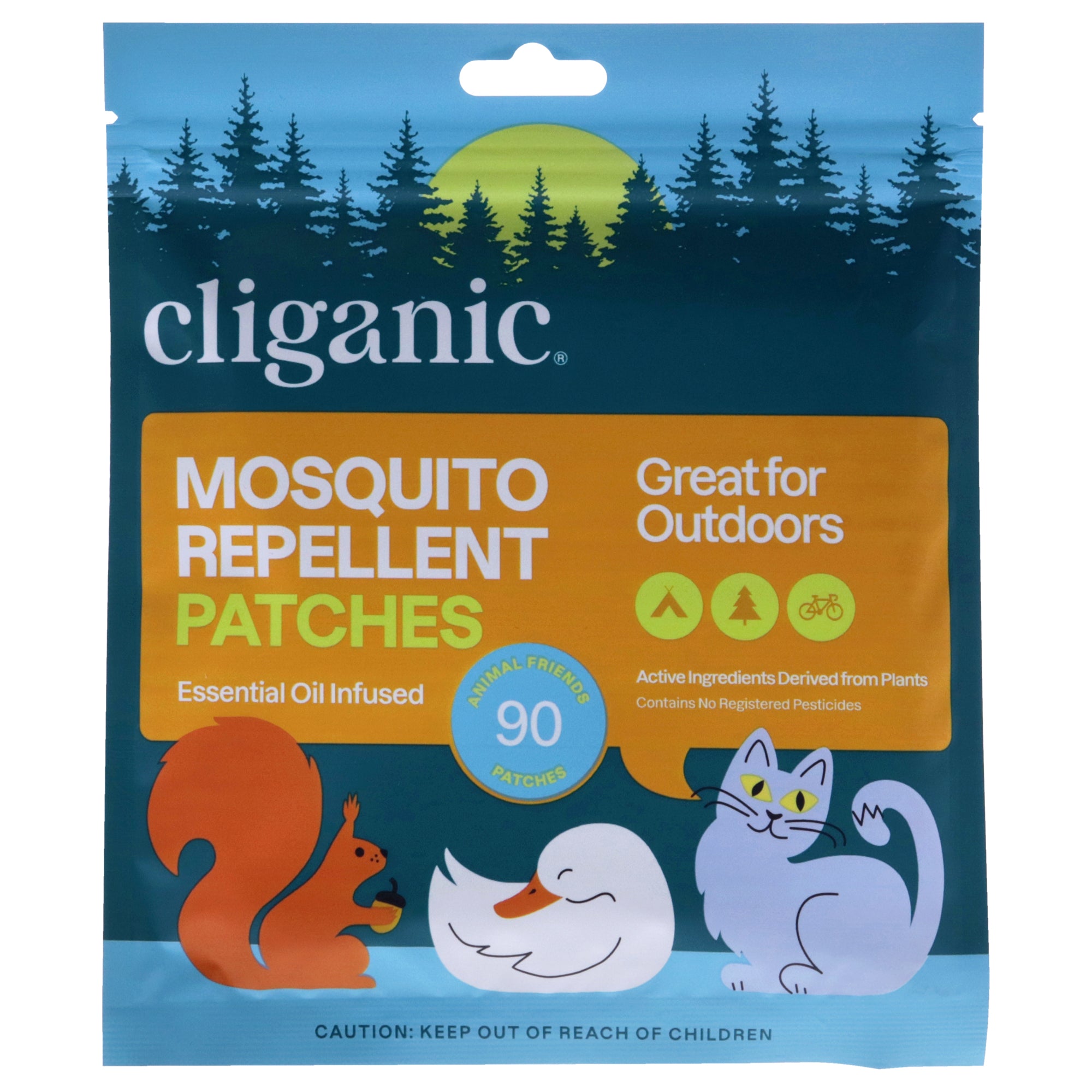Repellent Patches Animals by Cliganic for Kids - 90 Pc Patches