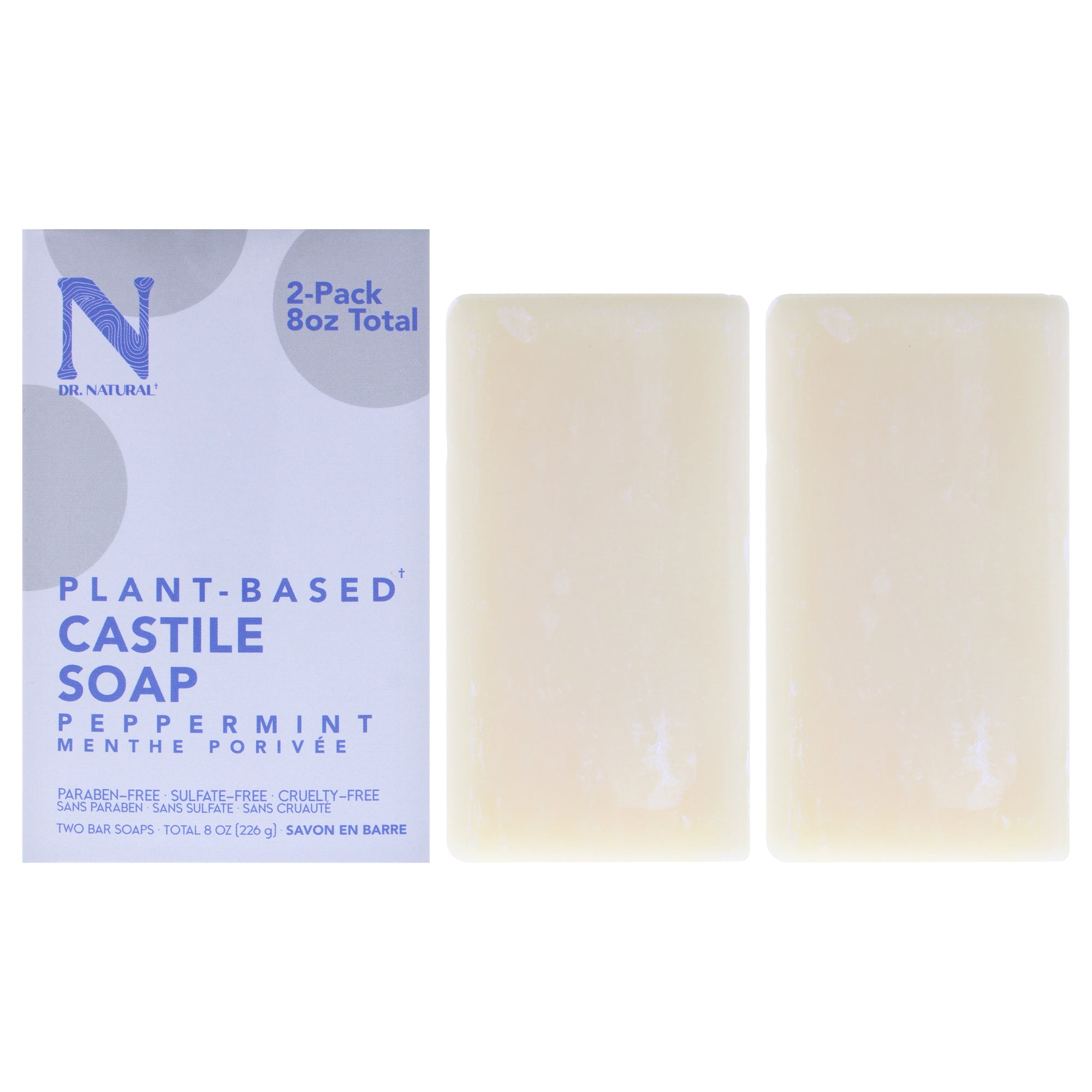 Castile Bar Soap - Peppermint by Dr. Natural for Unisex - 2 x 8 oz Soap