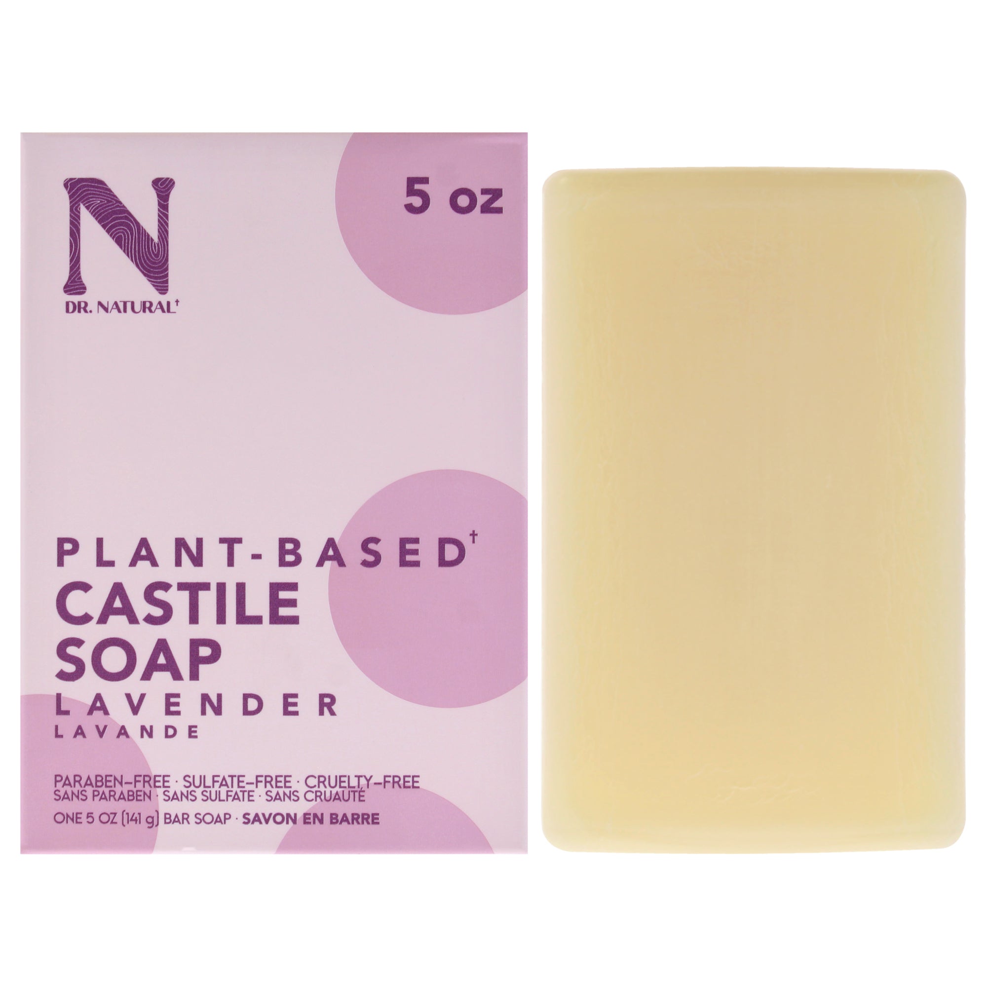 Castile Bar Soap - Lavender by Dr. Natural for Unisex - 5 oz Soap